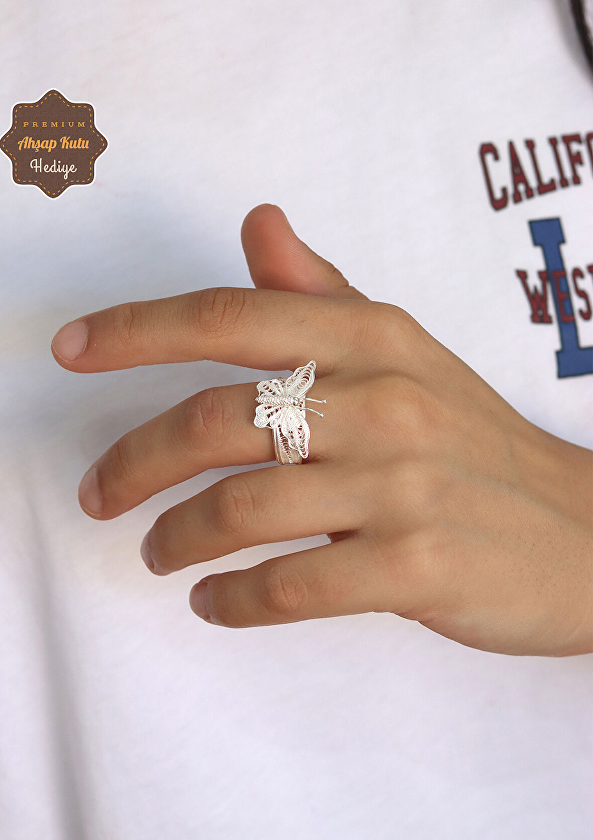 Kelebek Model El işçiliği 925 Ayar Gümüş Telkari Kadın Yüzük 201024676