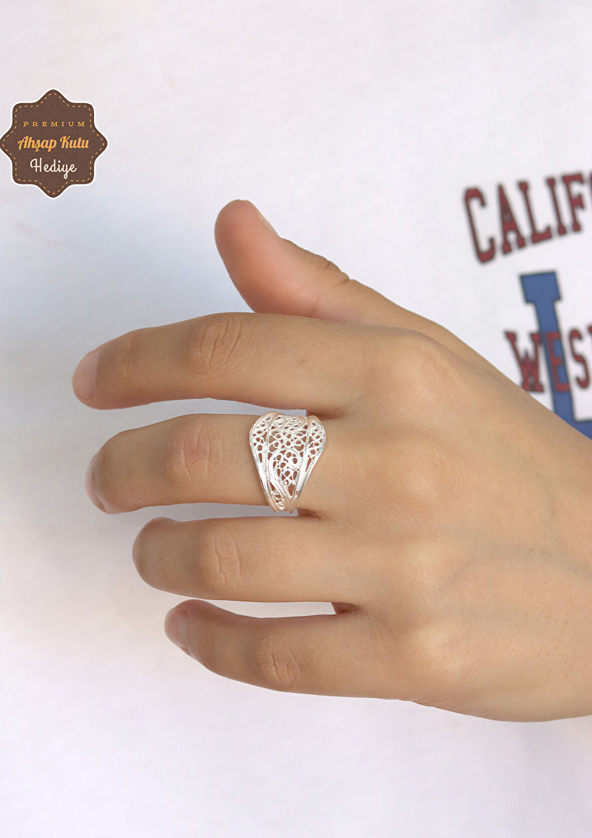 Yöresel Model El işçiliği 925 Ayar Gümüş Telkari Kadın Yüzük 201024680