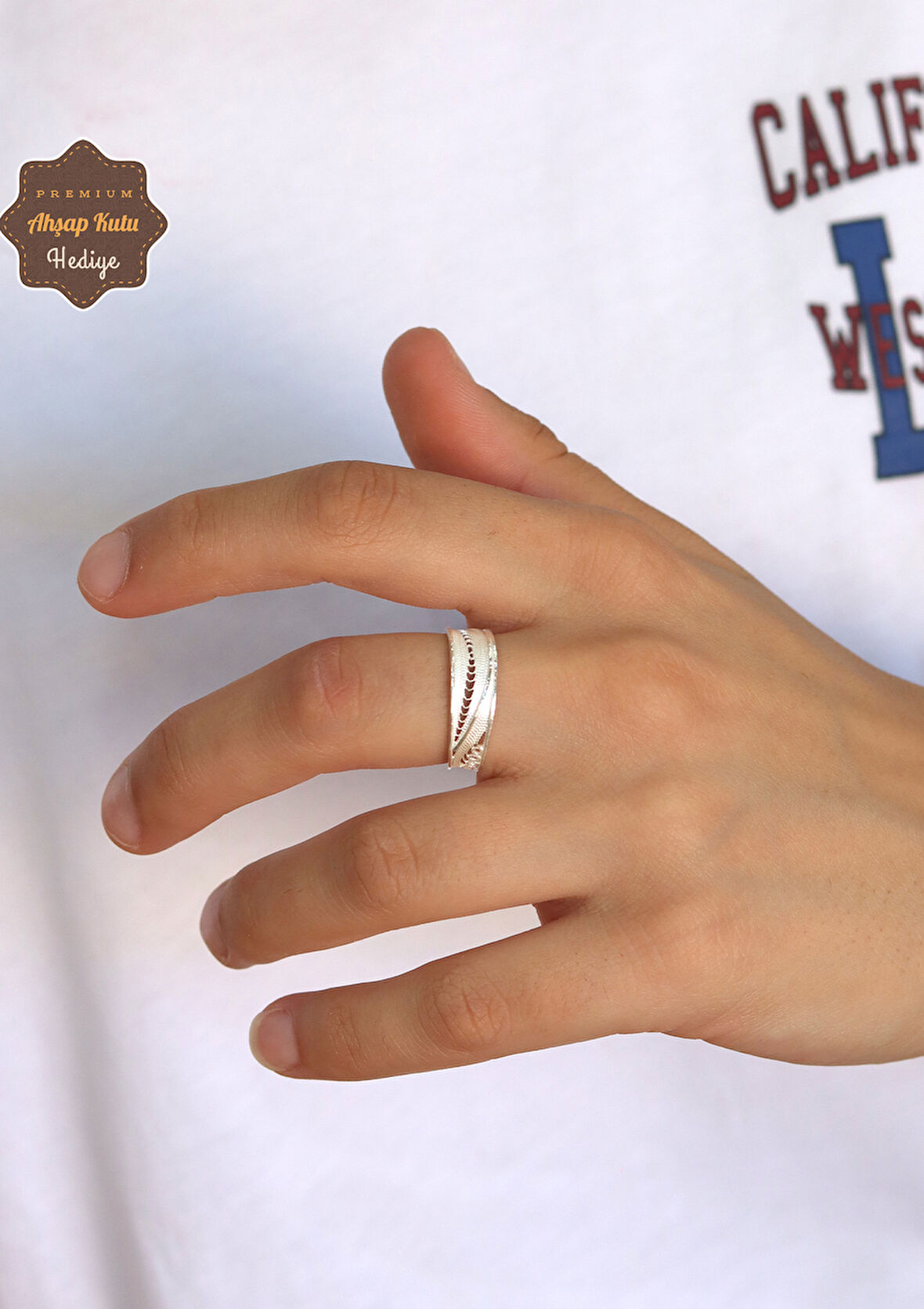 Alyans Model El işçiliği 925 Ayar Gümüş Telkari Kadın Yüzük 201024681