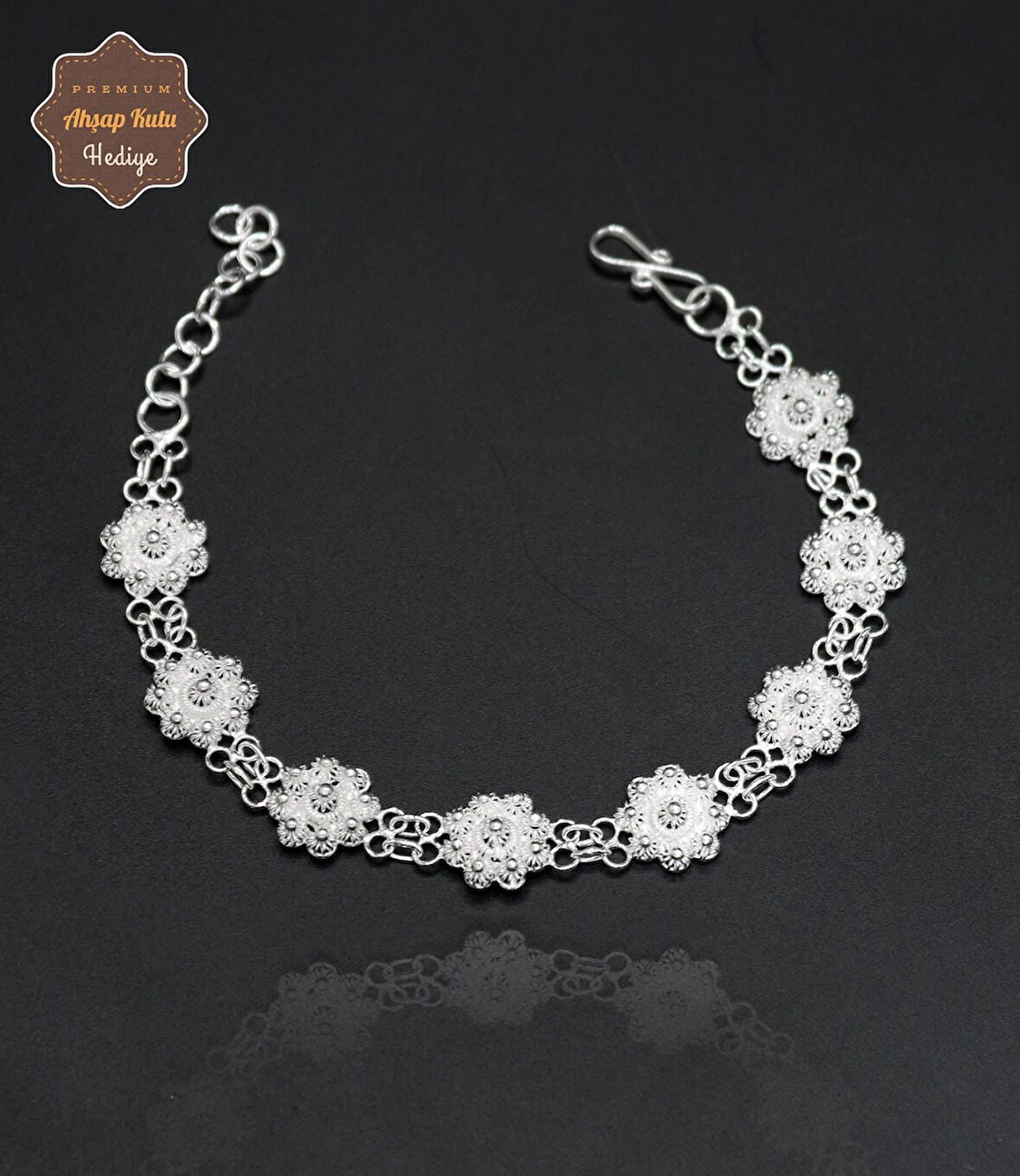 Yuvarlak Bereket Model 925 Ayar Gümüş Telkari Kadın Bileklik 201024683