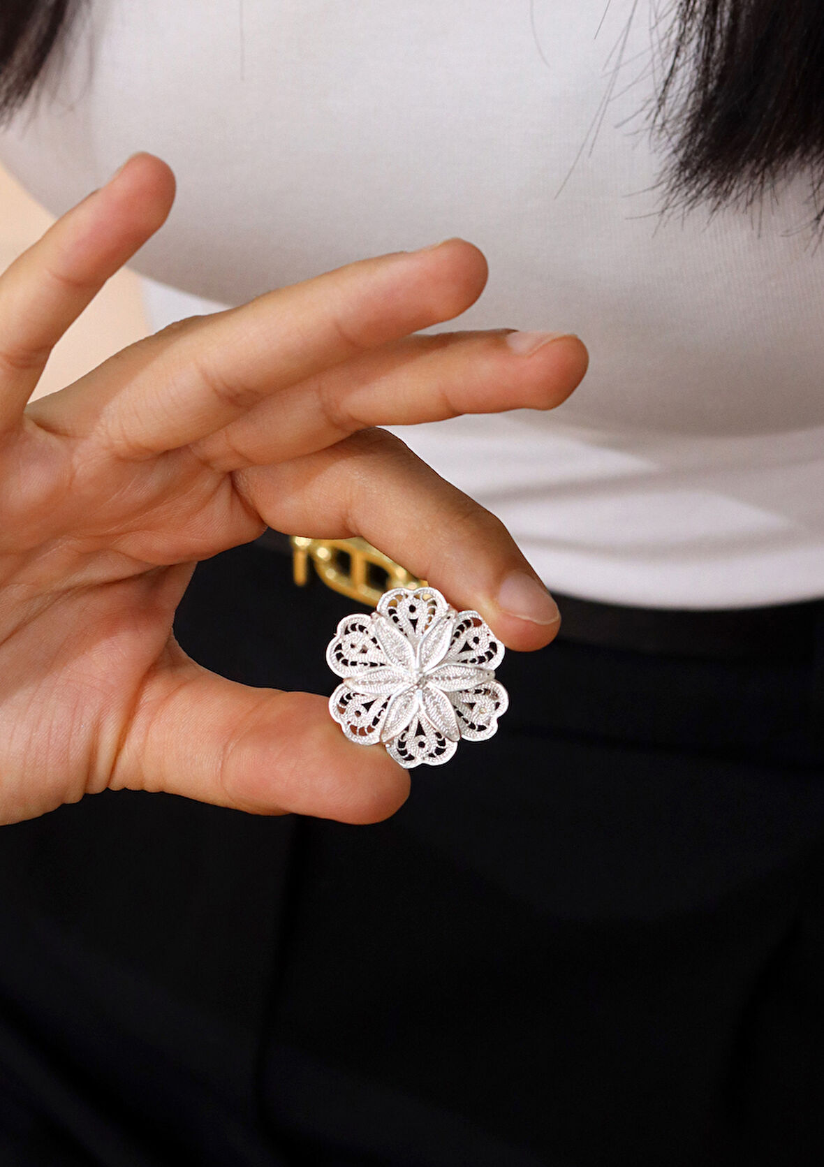 Lotus Model 925 Ayar Gümüş Telkari Kadın Broş 201024722