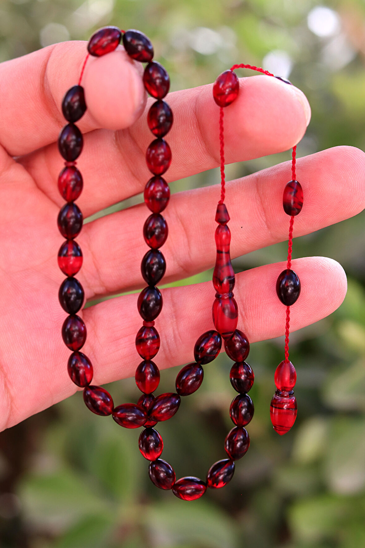 Hareli Kırmızı Siyah Arpa Kesim Özel Sistem Ateş Kehribar Tesbih 201024762