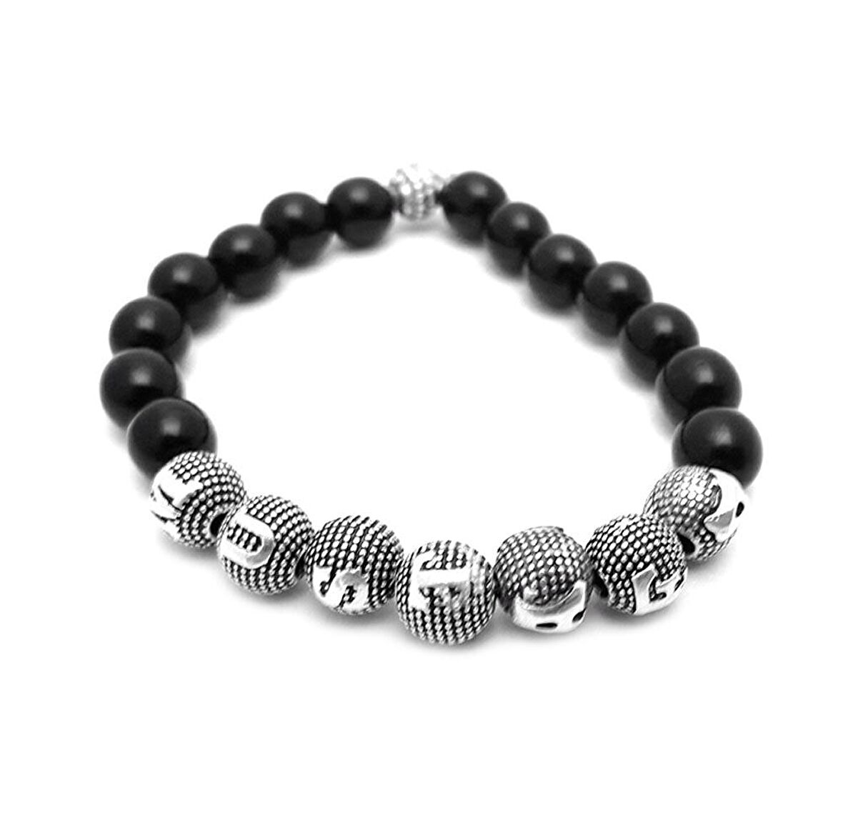 925 Ayar Gümüş Harfli İsimli Oltu Taşı Unisex Bileklik