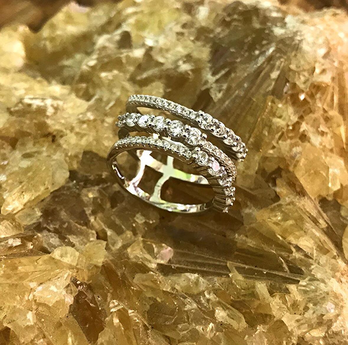 Üçlü Model Mikro Zirkon Taşlı  Gümüş Kadın Eklem Yüzüğü