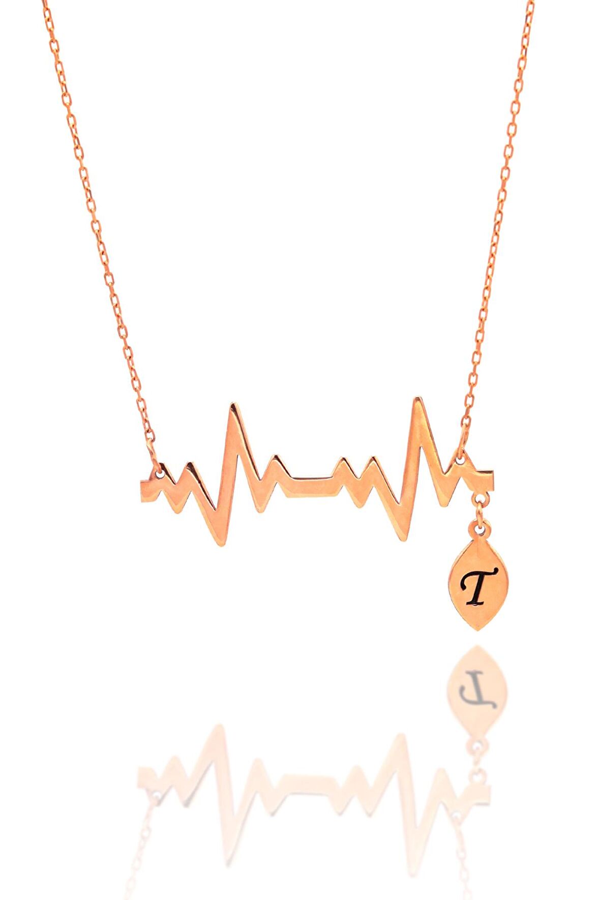 Kalp Atışı Model Harfli Rose Kaplama Gümüş Kadın Kolye