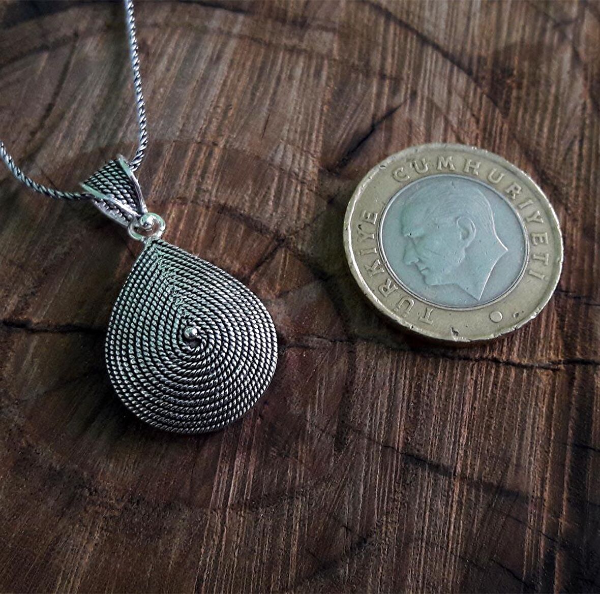 Damla Model Gümüş Kadın Hasır Kolye