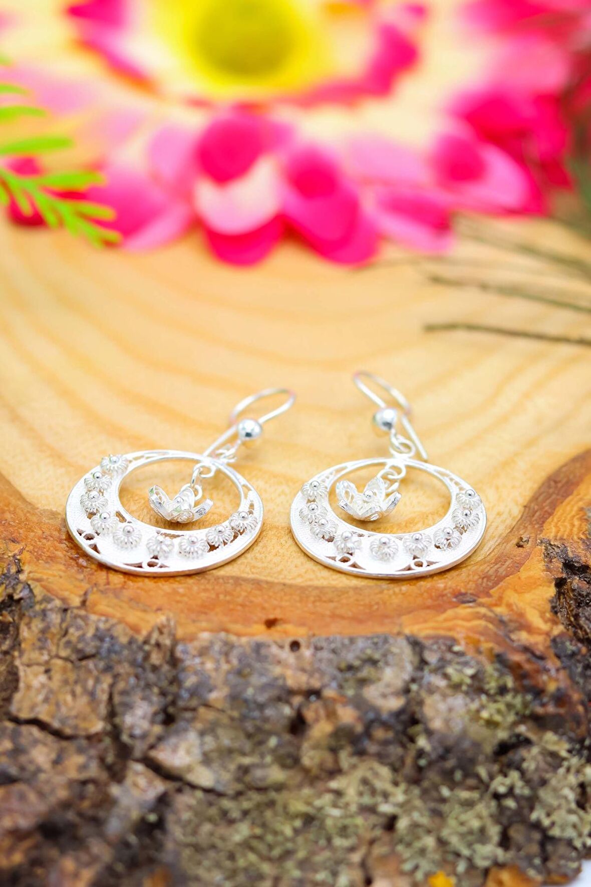 Ayyıldız Model Midyat Telkari El İşçiliği Gümüş Kadın Küpe