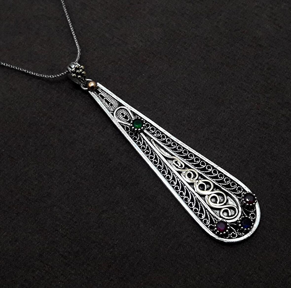 Damla Model Midyat Telkari El İşçiliği Gümüş Kadın Kolye