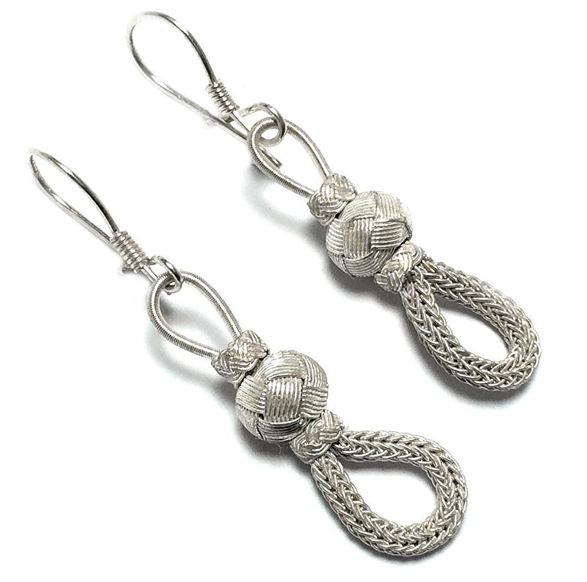 1000 Ayar El Örmesi Kazaziye Gümüş Küpe