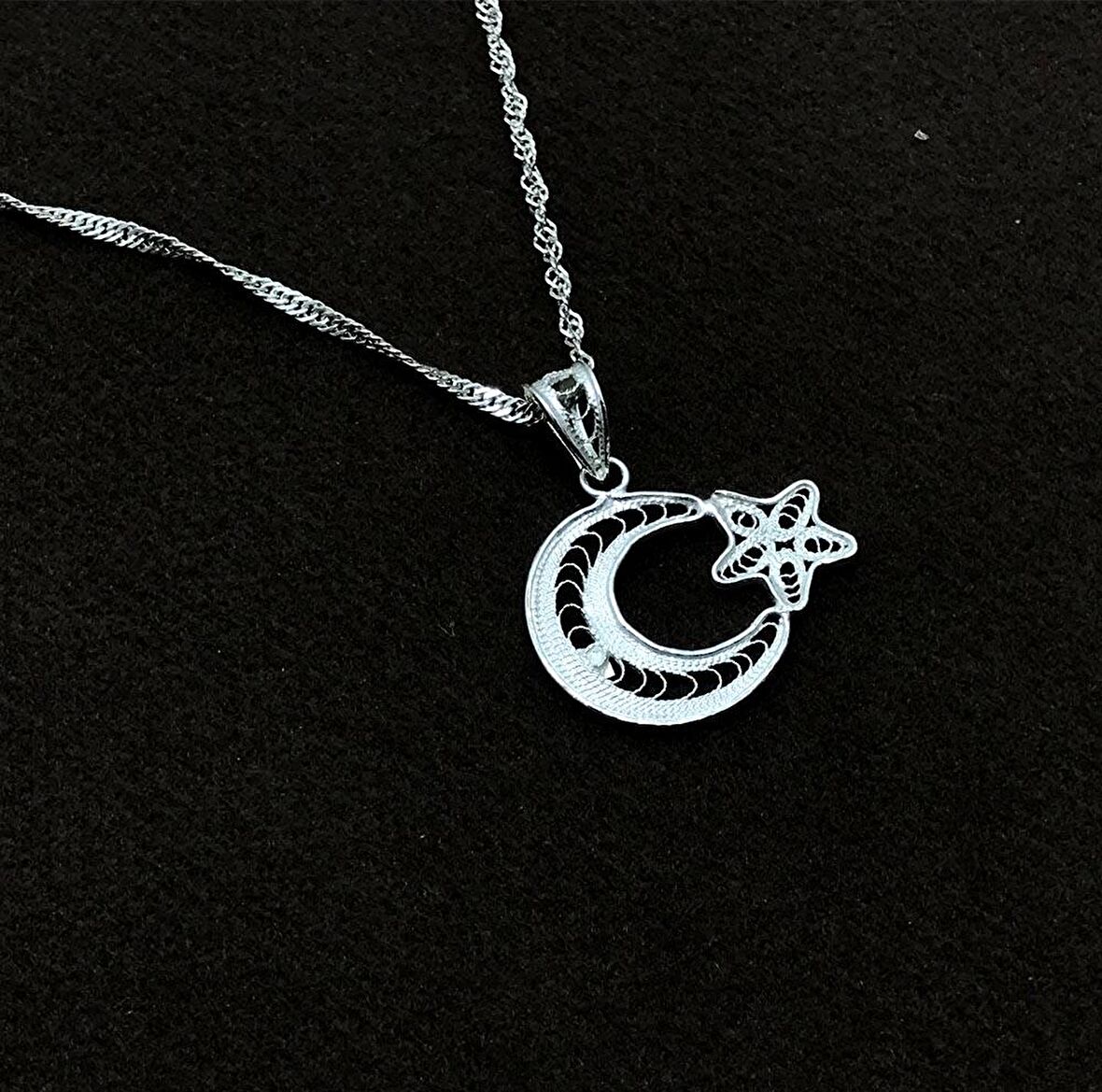 Ayyıldız Model Gümüş Kadın Telkari Kolye