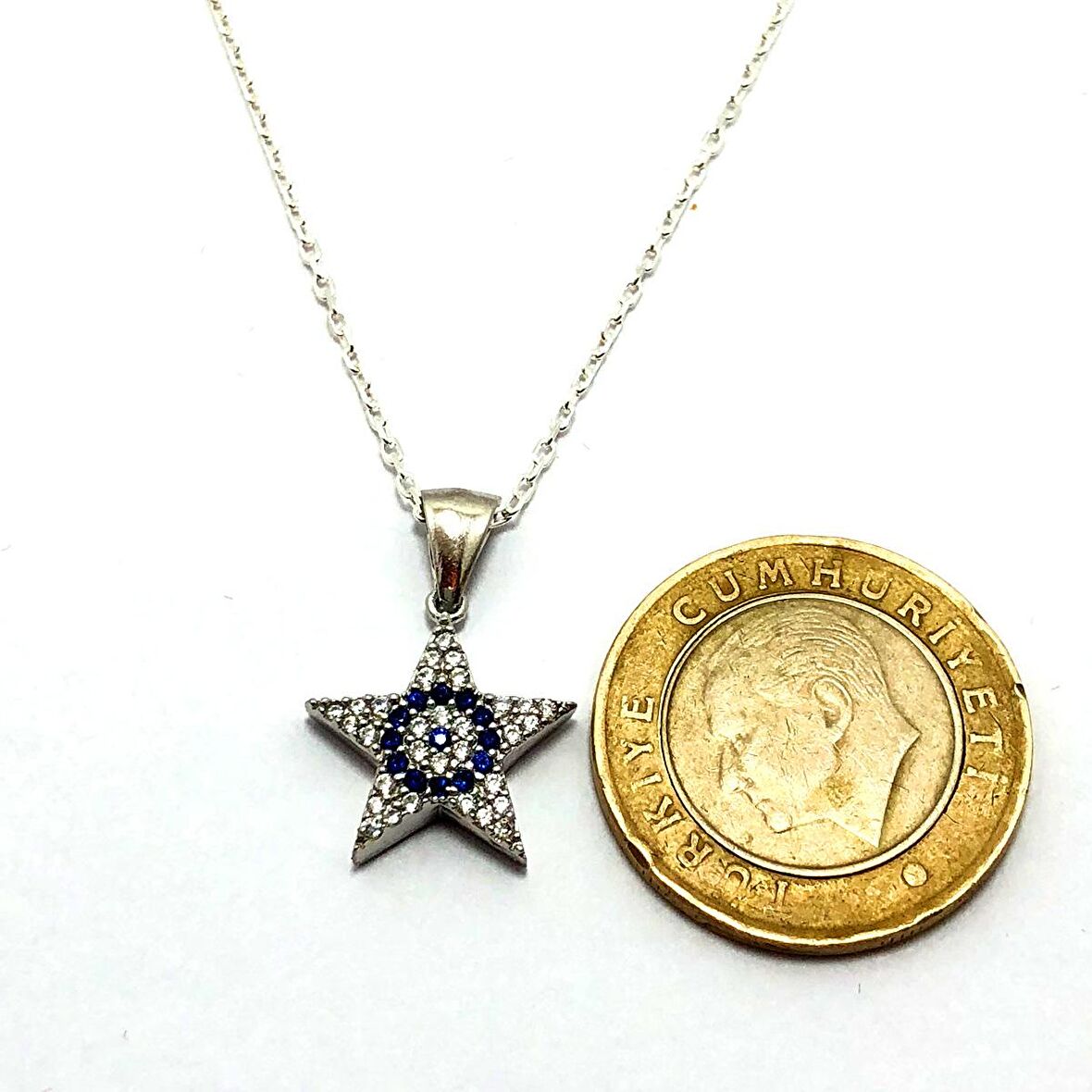 Zirkon Taşlı Yıldz Model Nazarllıklı Kadın Kolye