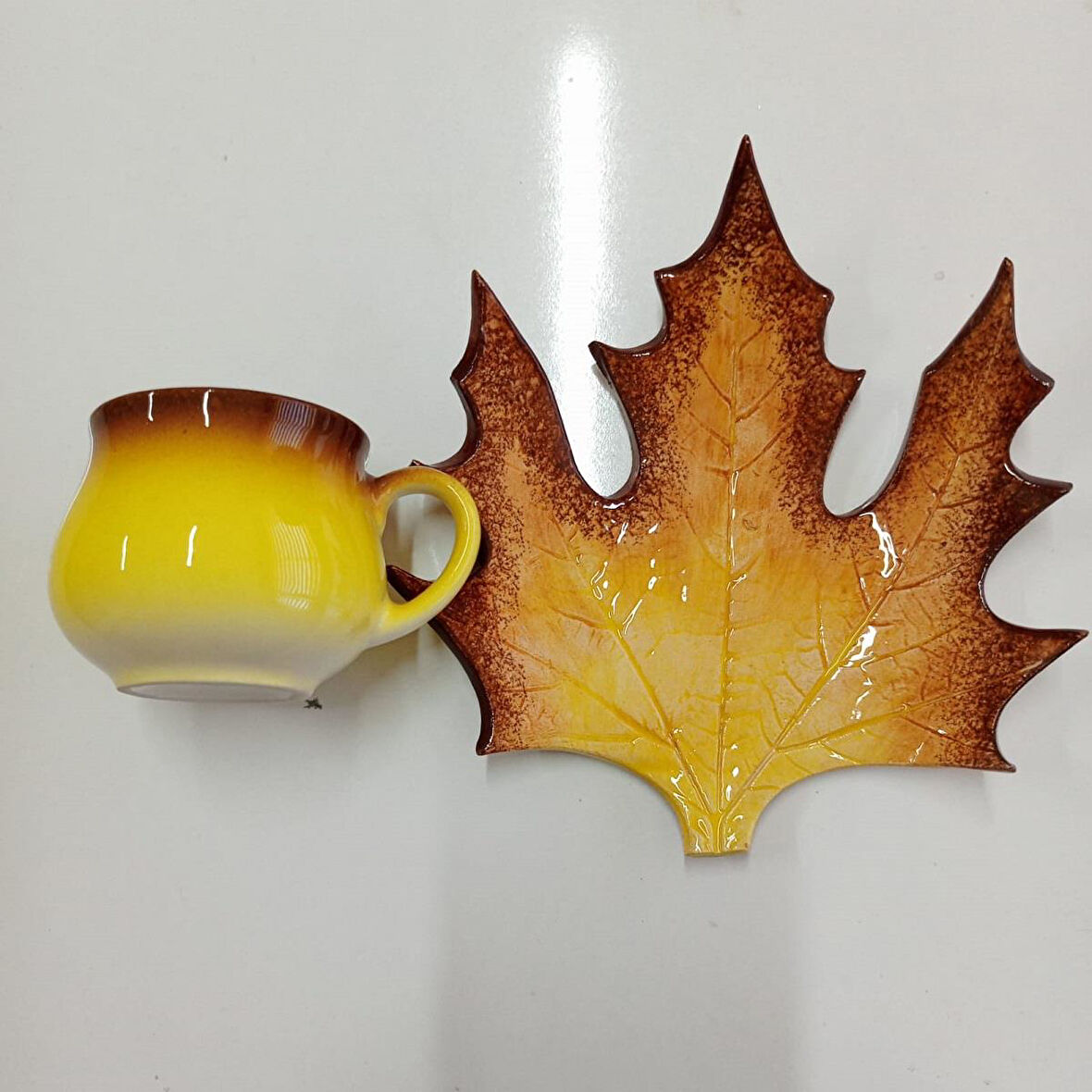 Çınar Yaprak Sarı Kahve Fincanı 150 Ml.