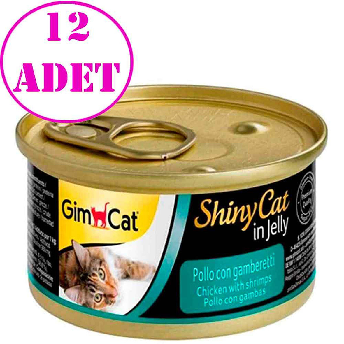 Gimcat Shiny Cat Jel içinde Tavuk ve Karidesli Konserve 70 gr 12 AD