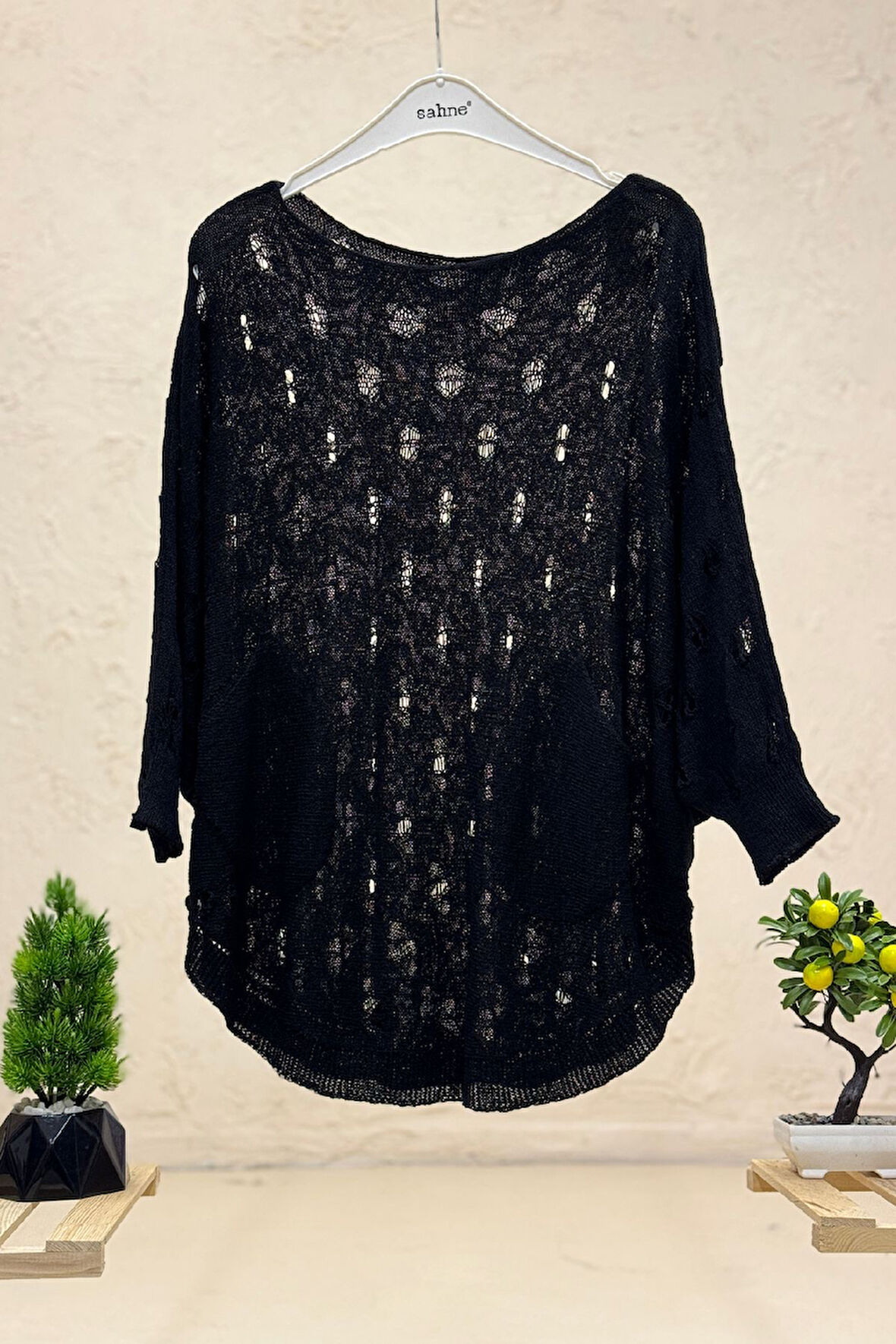 Ajurlu Çift Cepli Yarasa Merserize Bluz