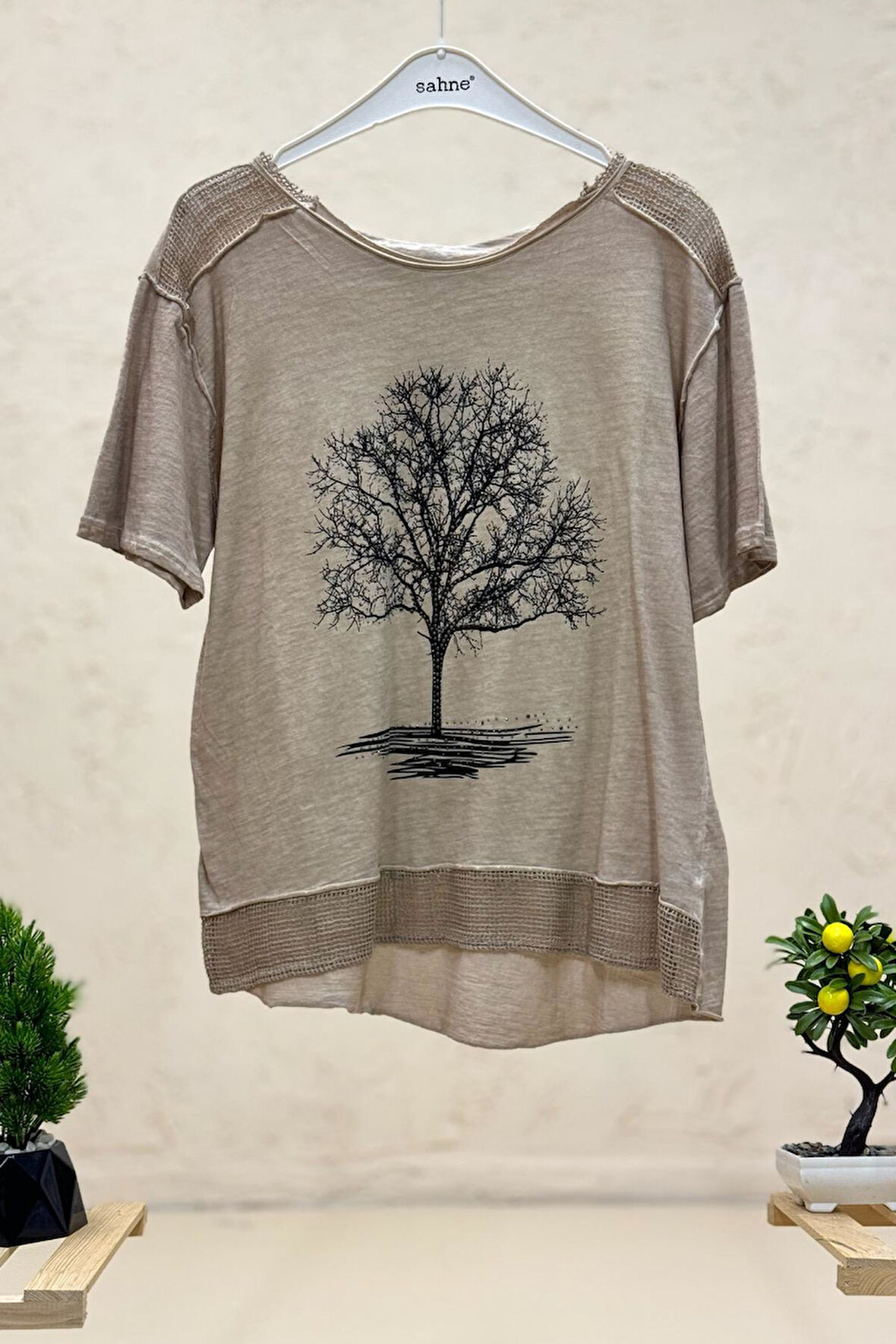 Ağaç Baskı Kısa Kol Penye Tshirt