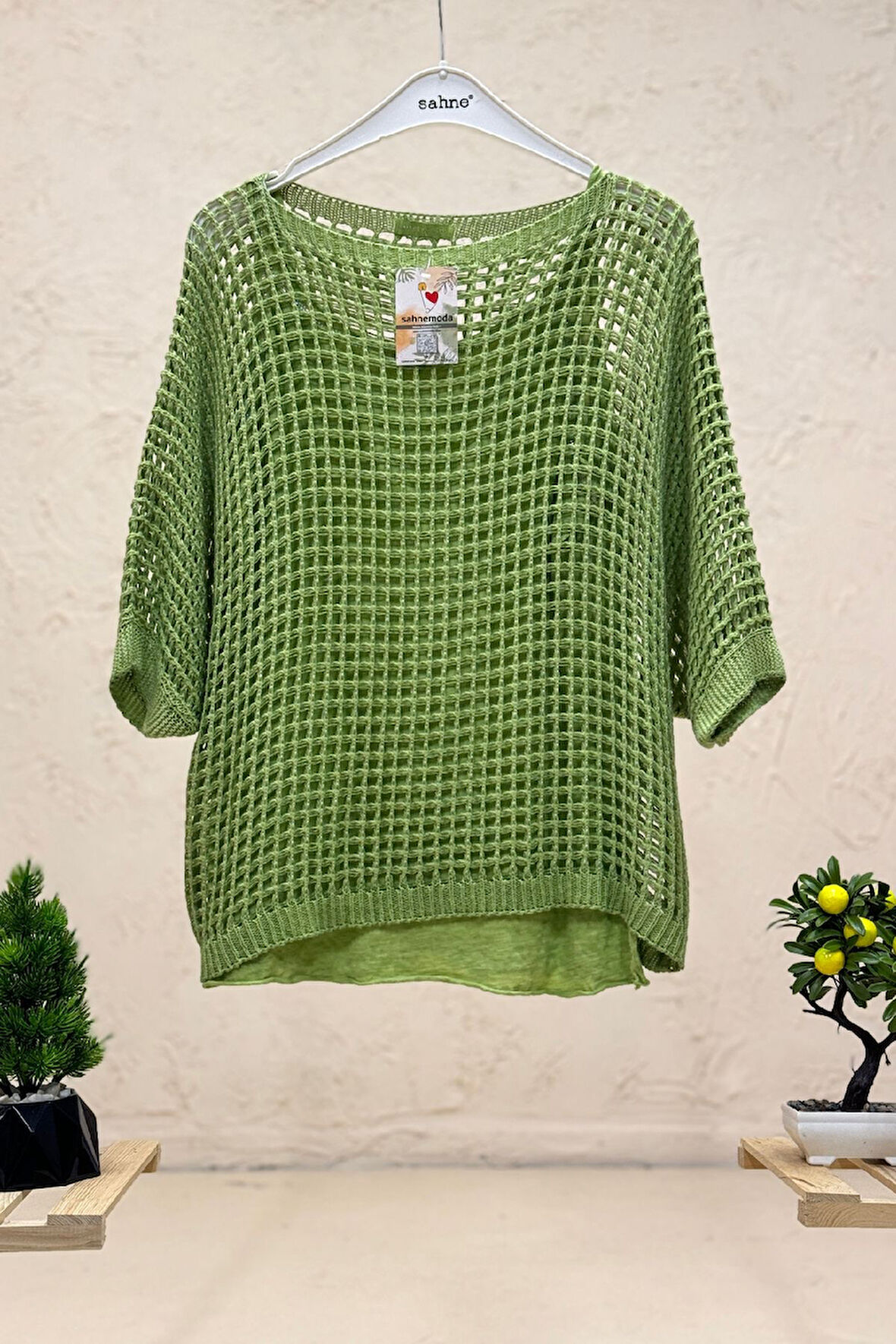 İçi Atletli Oversize File İthal Bluz