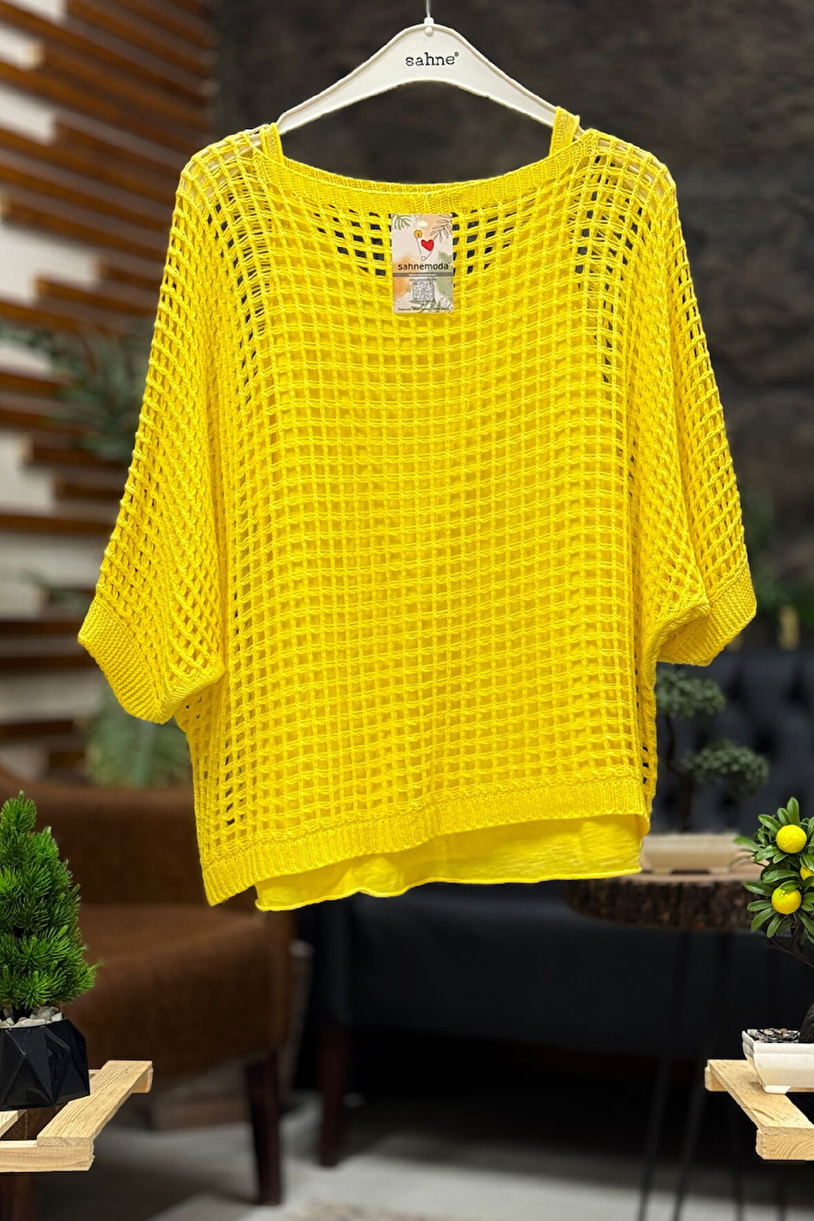 İçi Atletli Oversize File İthal Bluz