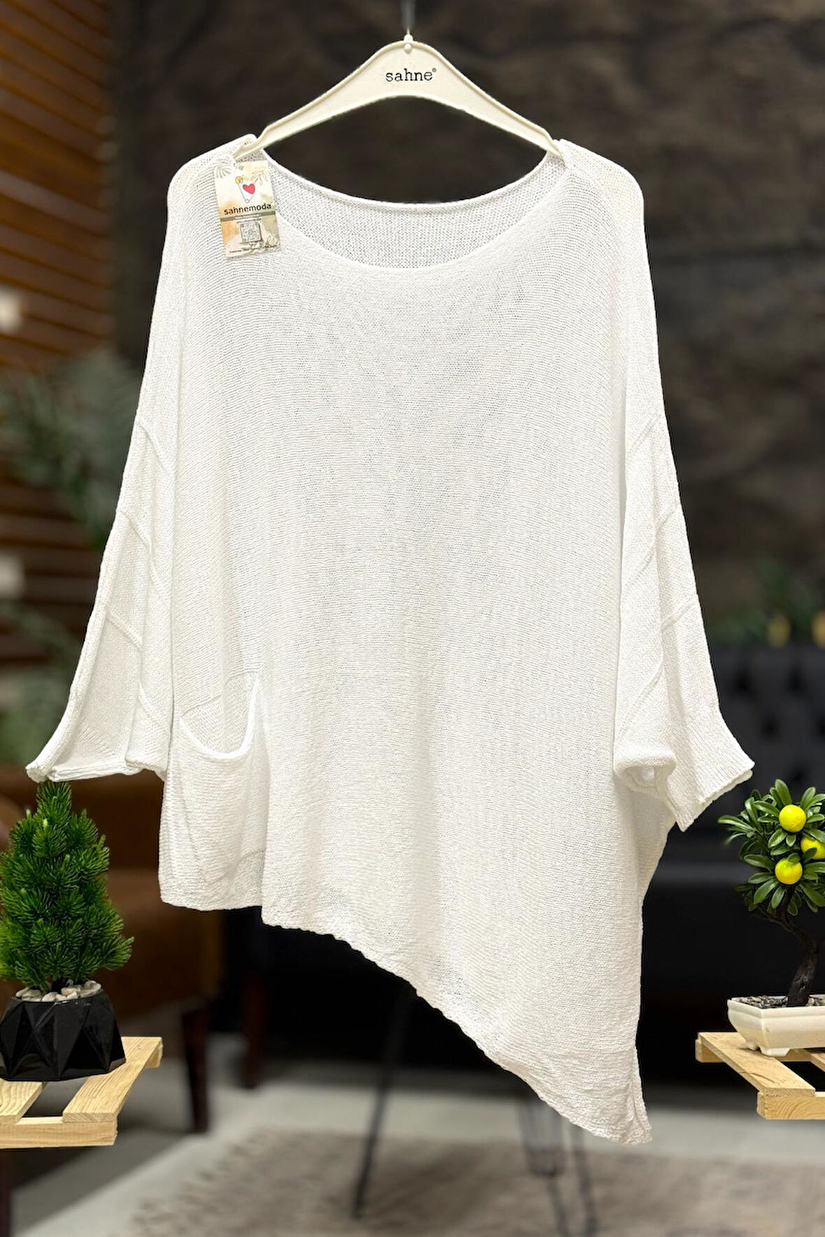 Tek Cepli Yarasa Asimetrik Merserize Bluz