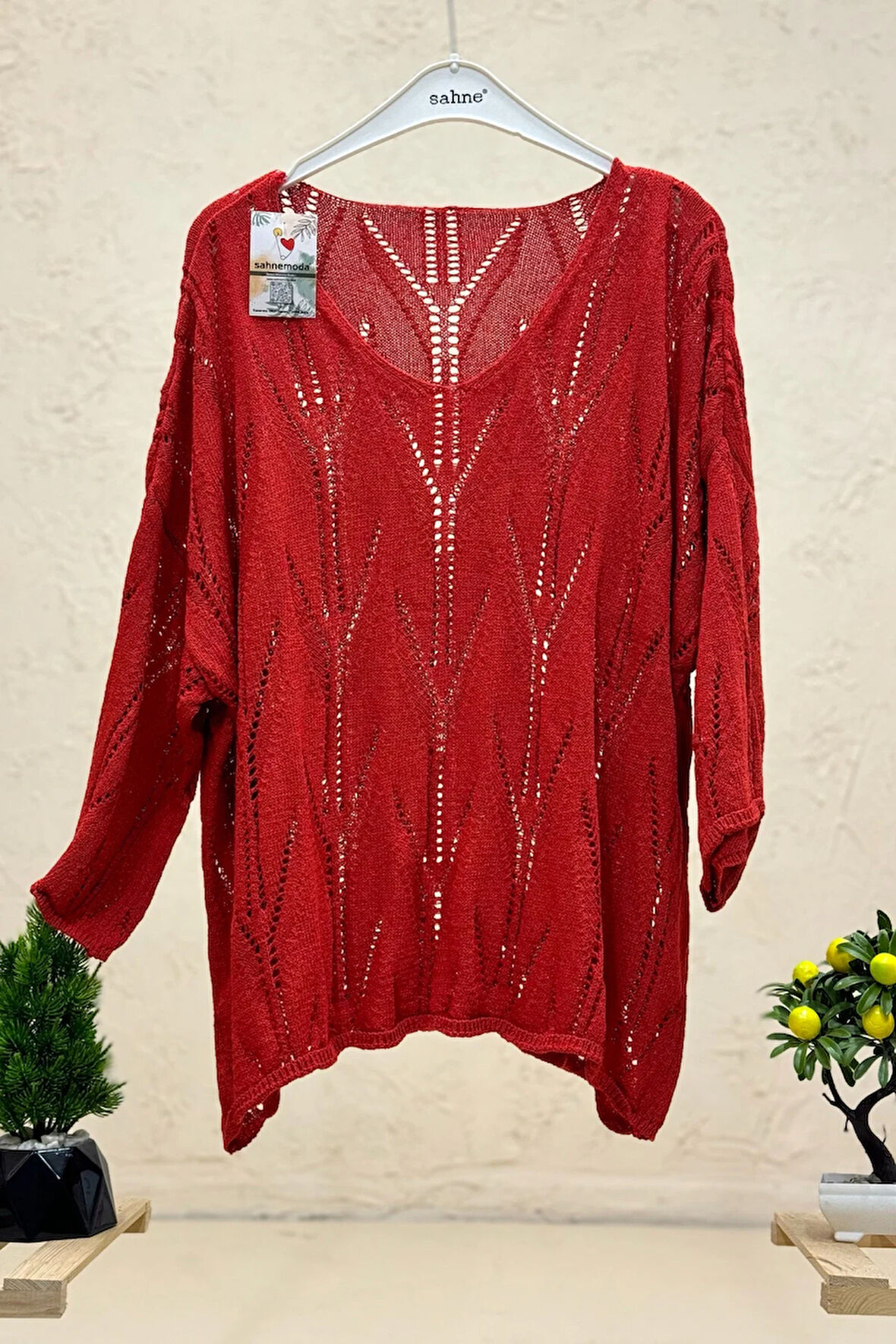 Ajurlu V Yaka Yarasa Merserize Bluz