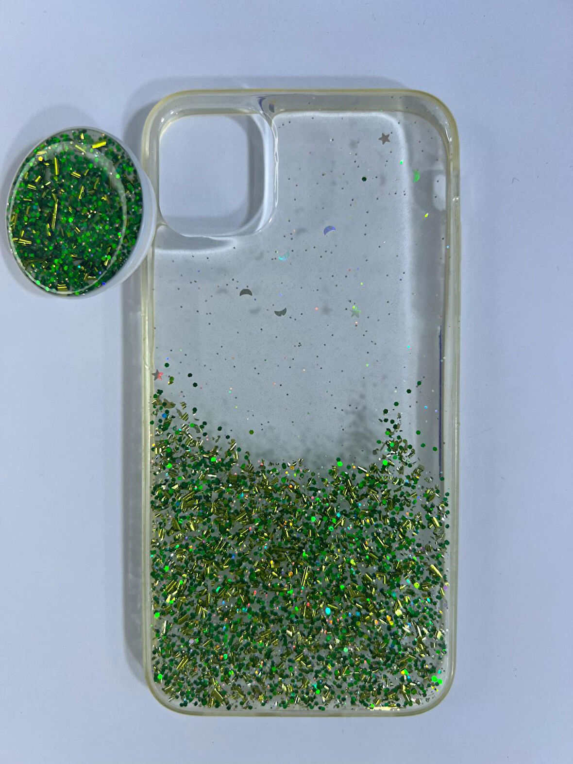 ARMORİX İPHONE 11 YEŞİL IŞILTILI YÜZÜKLÜ BASKILI SERT SİLİKON