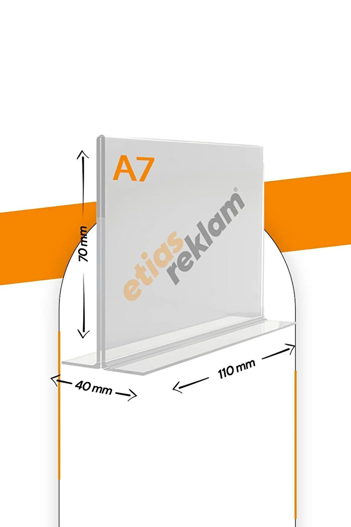 A7 T Tipi Yatay Masa Üstü 2.8 Mm Şeffaf Pleksi Föylük / Broşürlük