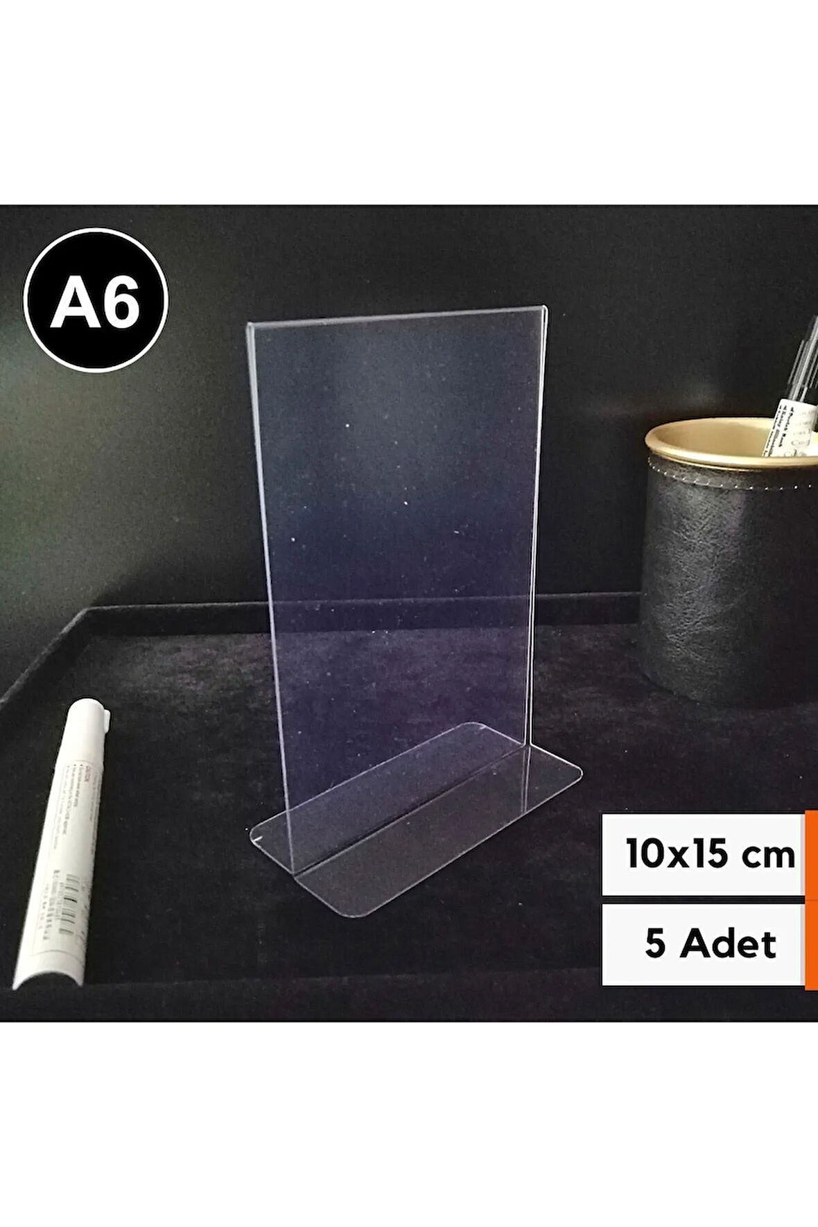 5 Adet Pvc Broşürlük Menülük Etiketlik 10x15 Cm Tutucu Dik Çift Yön A6 Masaüstü Föylük