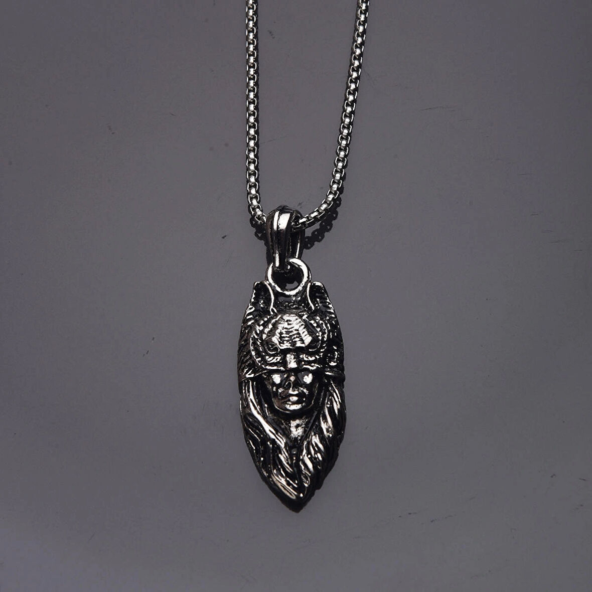 Kızıl dereli Kurt Erkek Çelik Kolye Takı Aksesuar