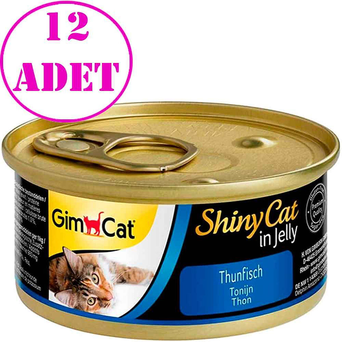 Gimcat Shiny Cat Jel İçinde Ton Balıklı Kedi Konservesi 70 gr 12 AD