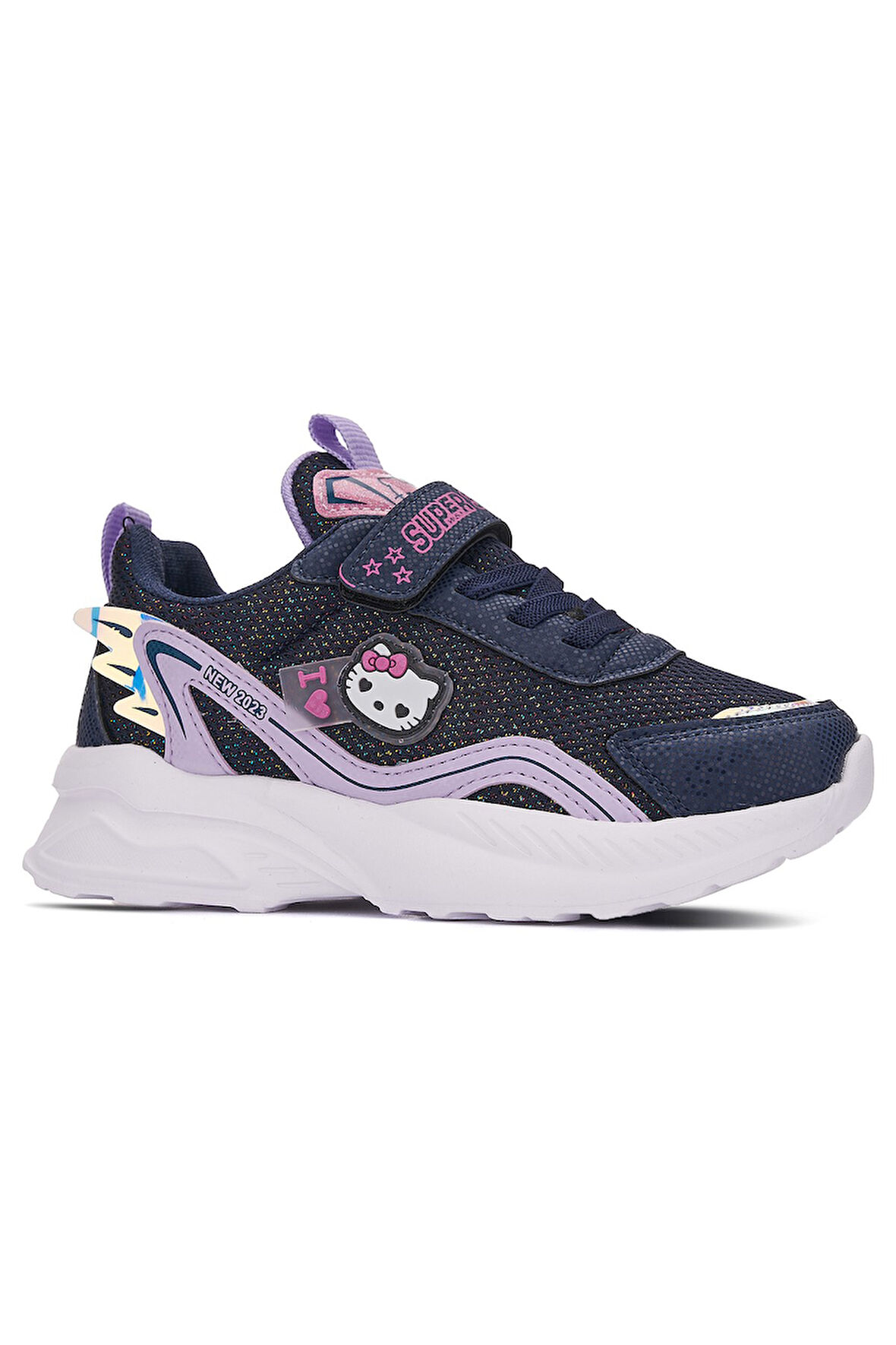Günlük Kız Çocuk Sneaker Lastik Bağcık Hologram Cırt Hafif Hello Kitty Nefes Alabilen Ayakkabı 2014