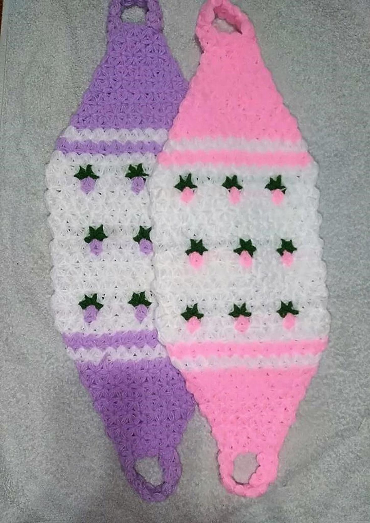 El Örgüsü Çiçekli Uzun Banyo Lifi 2Li Takım Mor ve Pembe