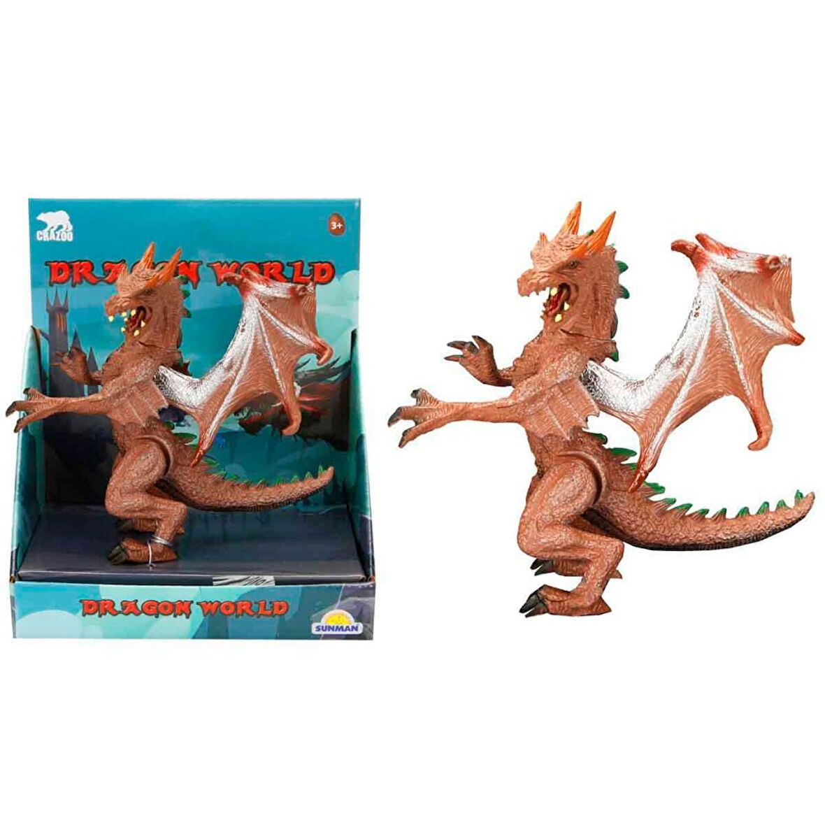 Standlı Ejderha Figürü  13 cm - Kahverengi