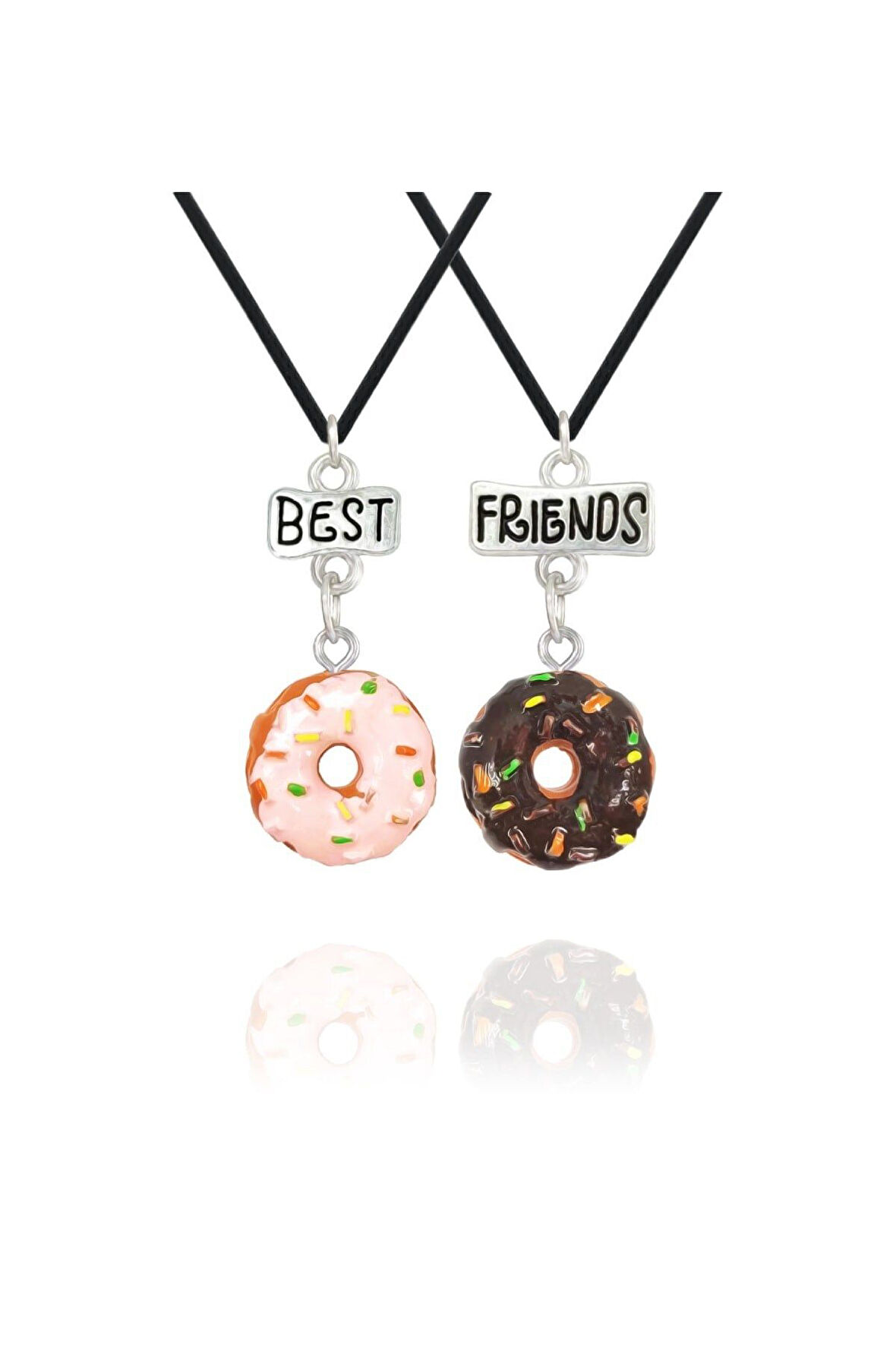 Donut Best Friends 2'li Arkadaşlık Kolyesi Hediyelik Aksesuar Şık Takı