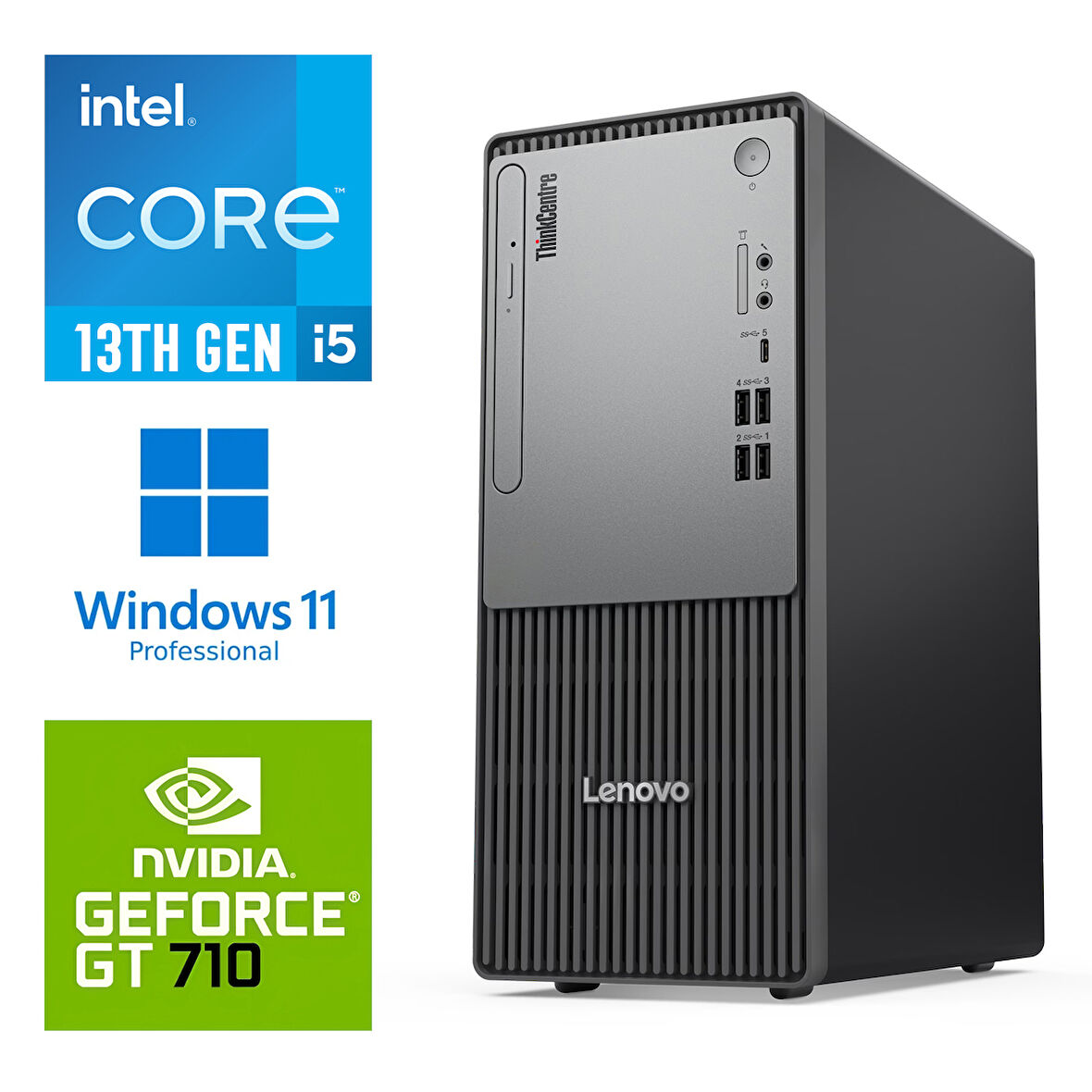 LENOVO ThinkCentre Neo 50t Gen5 i5-13400 16GB 1TB SSD 2 GB GT710 W11P Masaüstü PC 12UB000ETR 014