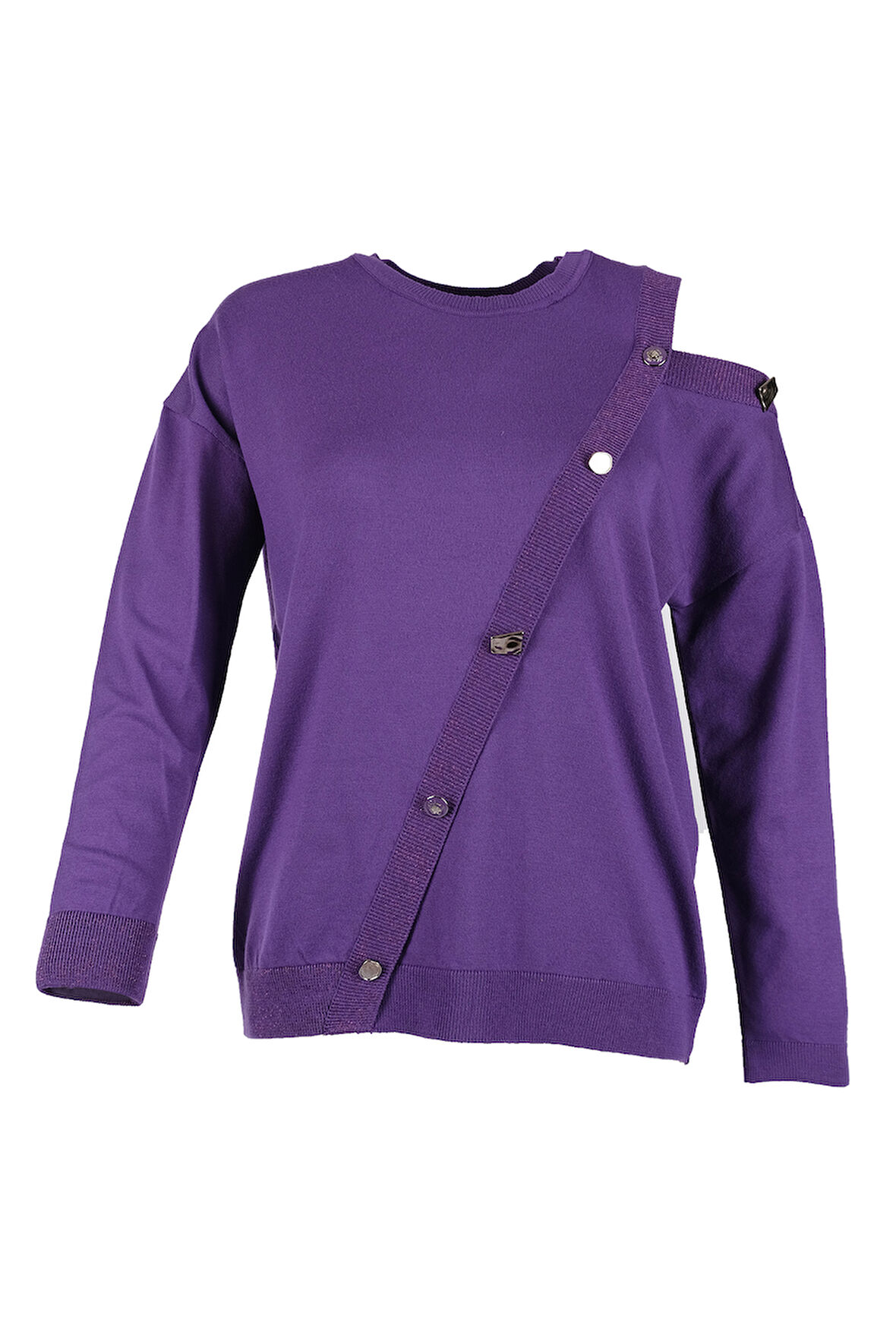 Detaylı Düğmeli Kazak Vedi