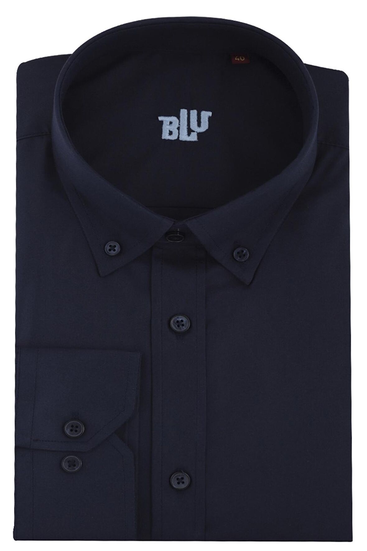 BLU Üstten Düğmeli Yaka Klasik Gömlek