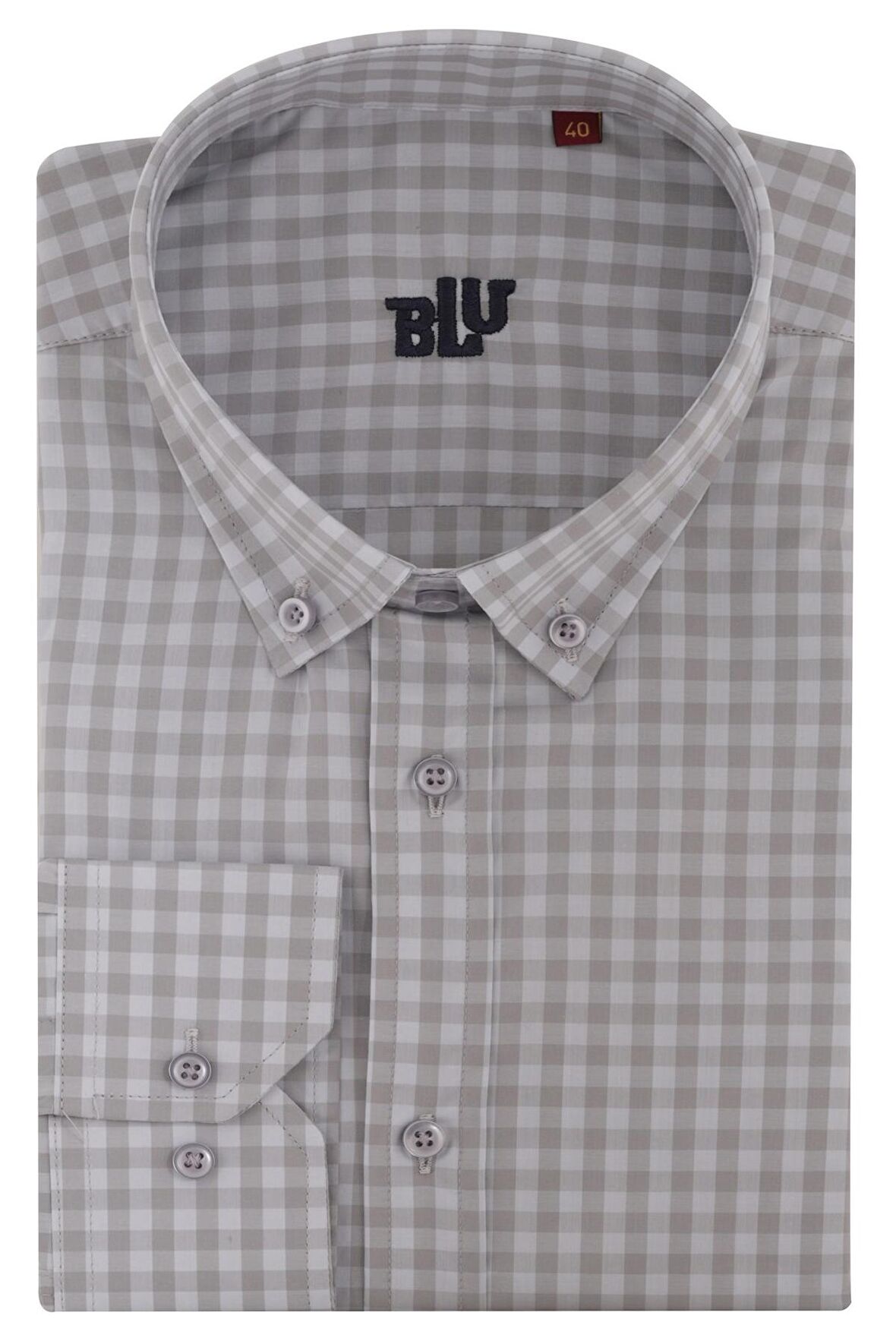 BLU Yarım İtalyan Üstten Düğmeli Yaka Klasik Gömlek