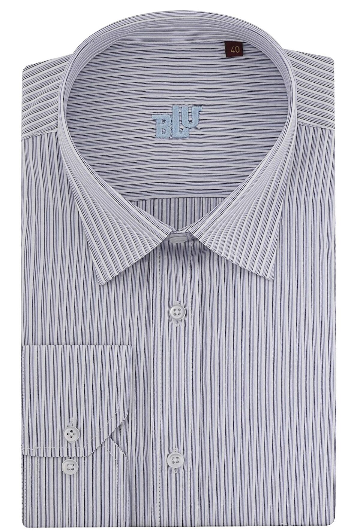 BLU Yarım İtalyan Alttan Düğmeli Yaka Klasik Gömlek