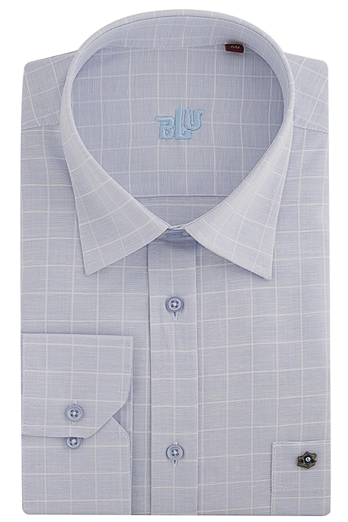 BLU İtalyan Alttan Düğmeli Yaka Klasik Gömlek