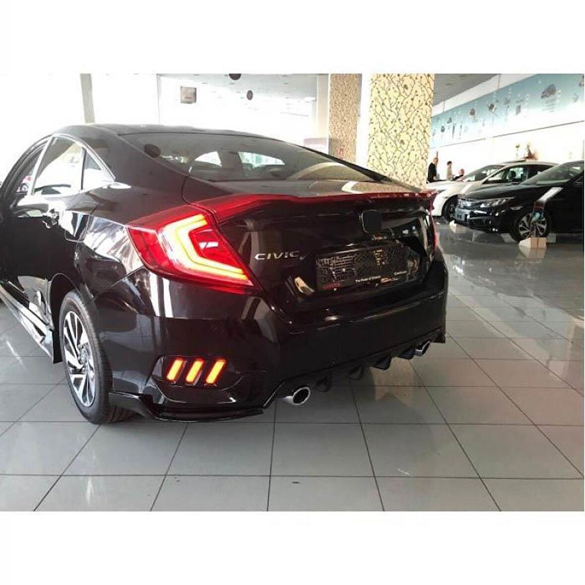 Oled Garaj Honda Civic FC5 İçin Uyumlu Animasyonlu Led Stop Ve Spoiler Takımı Kırmızı