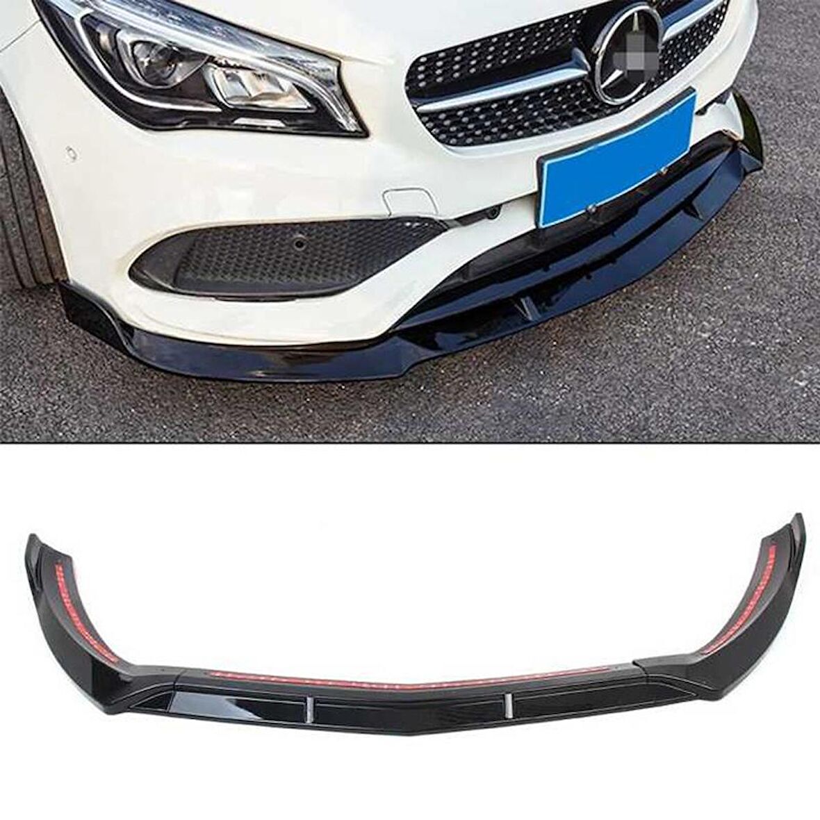 Oled Garaj Mercedes W117 İçin Uyumlu CLA Ön Lip - Piano Black 2013-2019