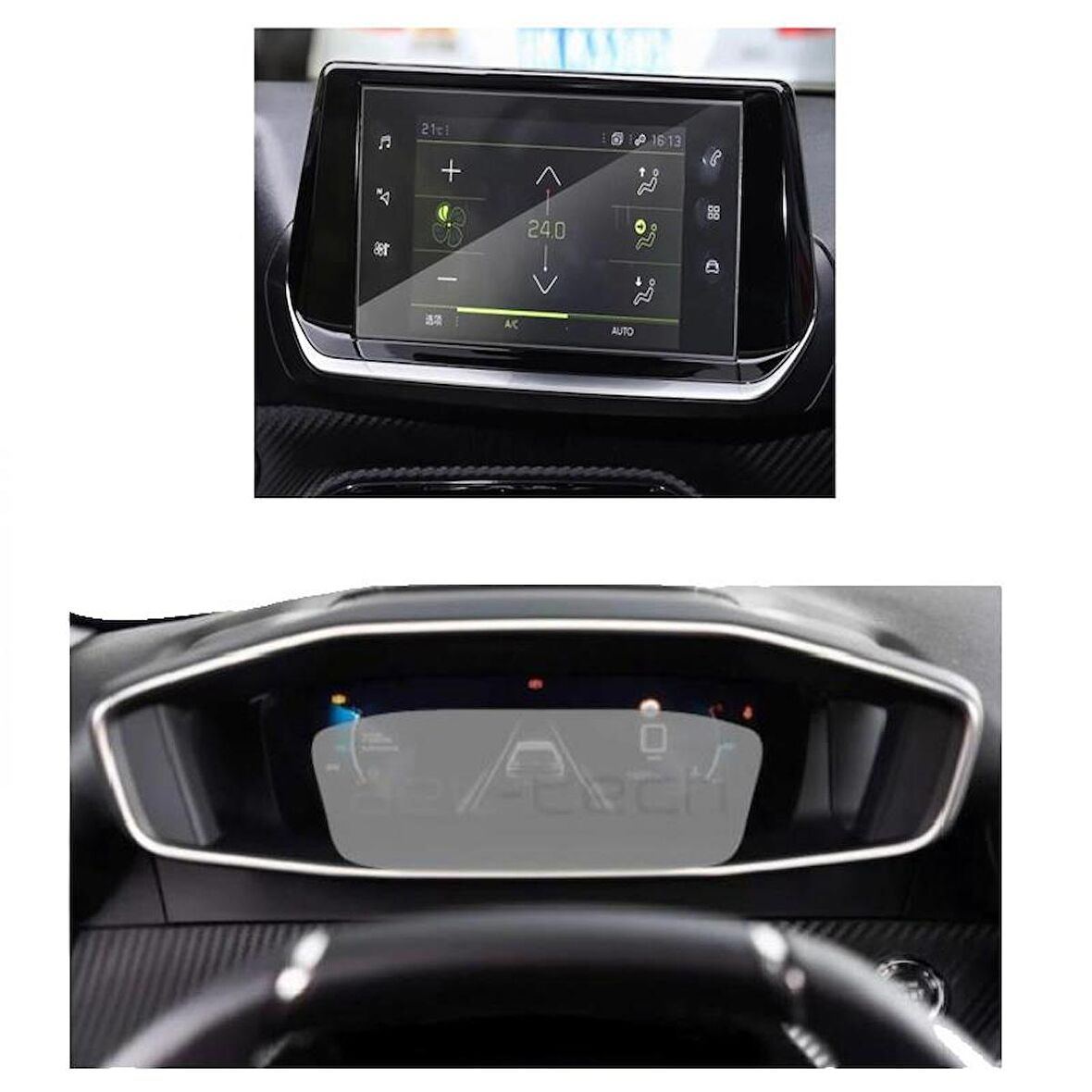 Oled Garaj Peugeot Yeni 2008   İçin Uyumlu7 inç Navigasyon Ve İcockpit Gösterge Ekran Koruyucu Seti