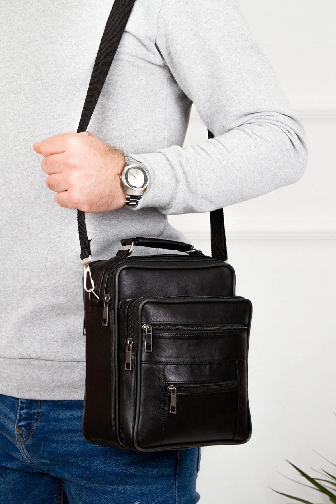 Newish Polo Deri Postacı El Çantası Büyük