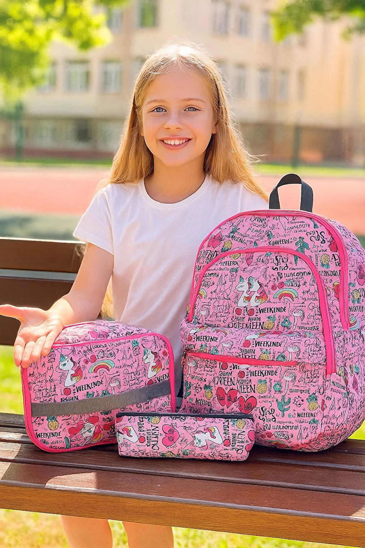 NewBag UNİCORN KIZ SIRT OKUL ÇANTASI-3'LÜ SET  (YENİ SEZON)