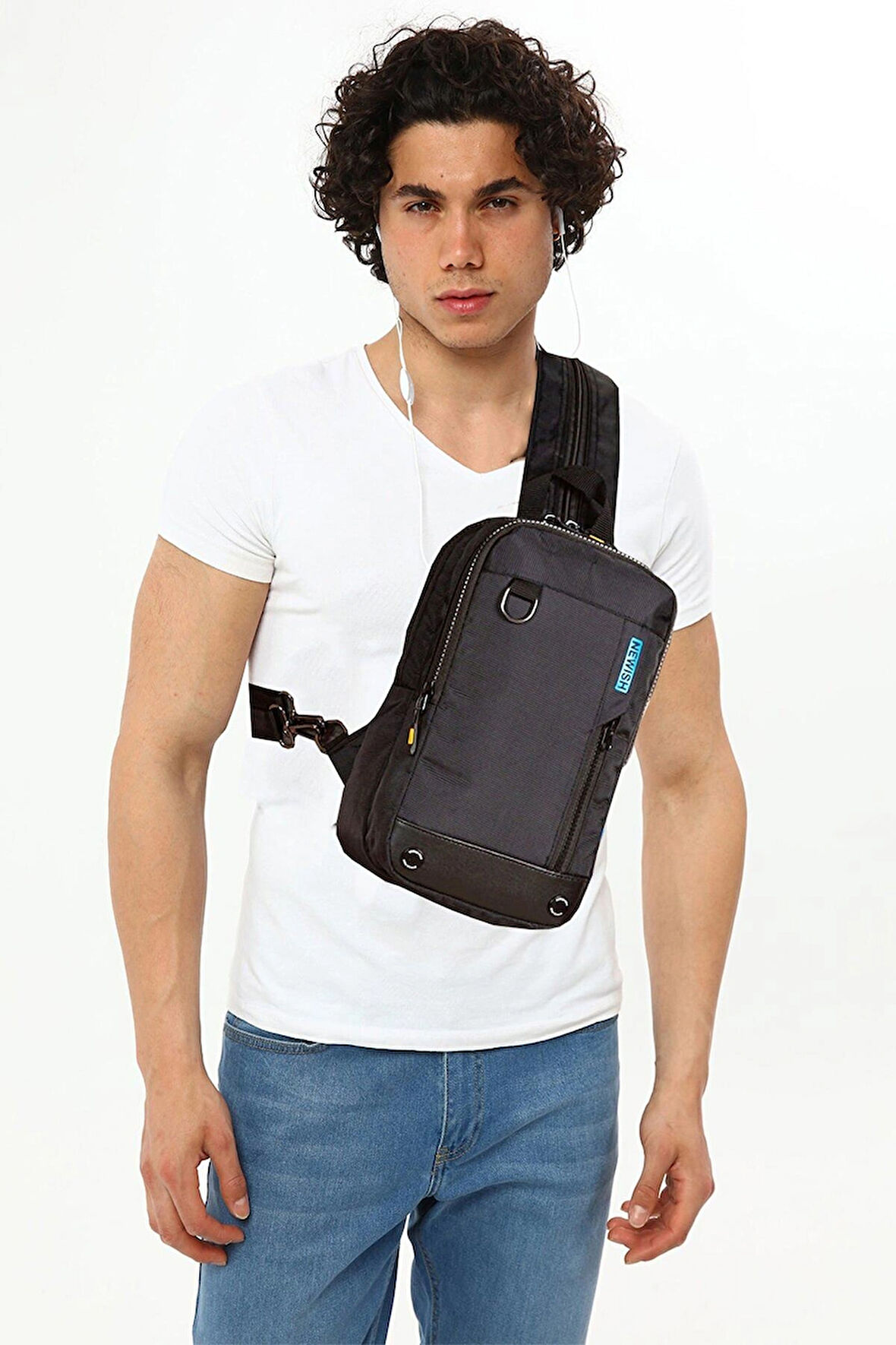 NEWİSH POLO TEK KOL ÇAPRAZ GÖĞÜS VE OMUZ SIRT ÇANTASI-BODY BAG-SİYAH LACİ