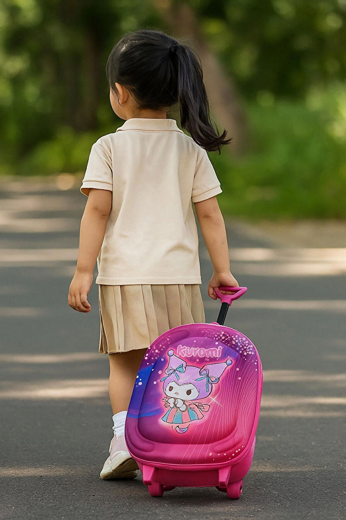 NEWFULL ÇEKÇEKLİ KIZ ANAOKUL SIRT ÇANTASI-PEMBE MOR