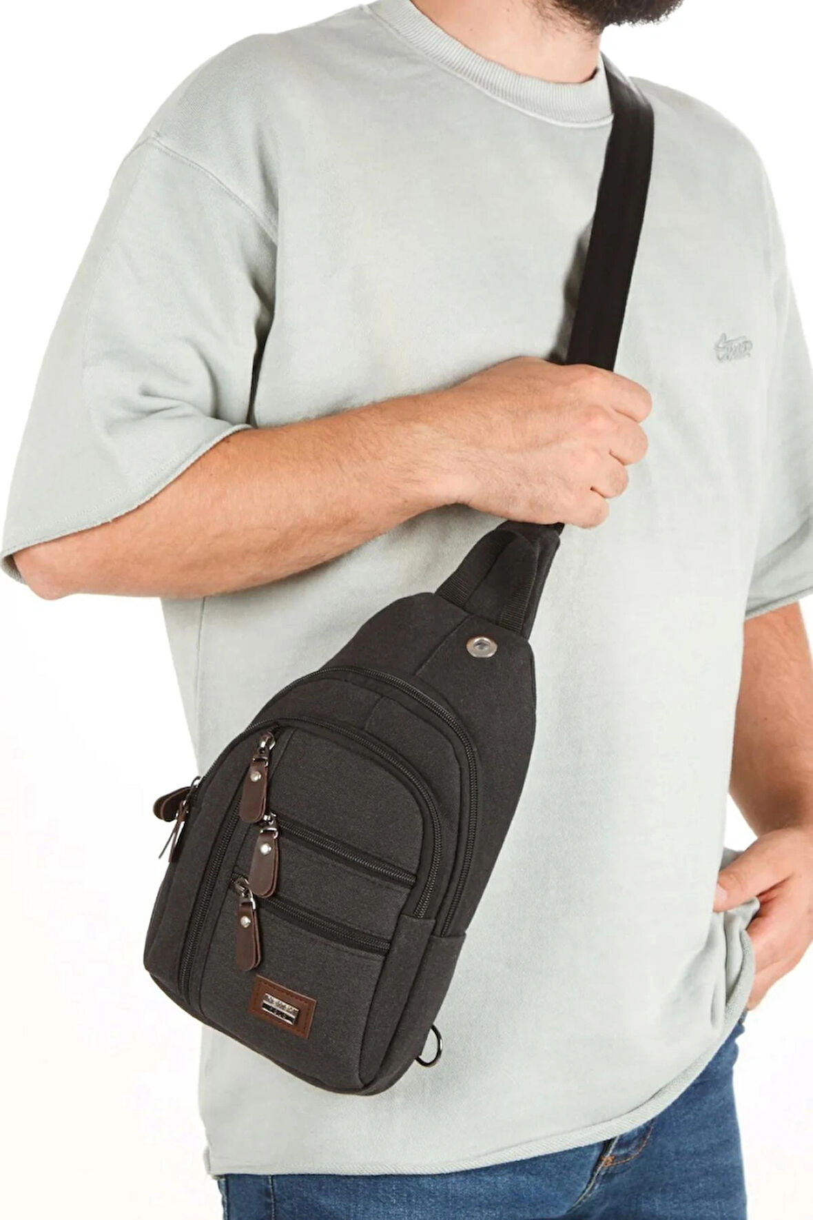 NEWİSH POLO Body Bag Usb Çıkışlı Çapraz Göğüs Ve Sırt Çantası-Kanvas 2334