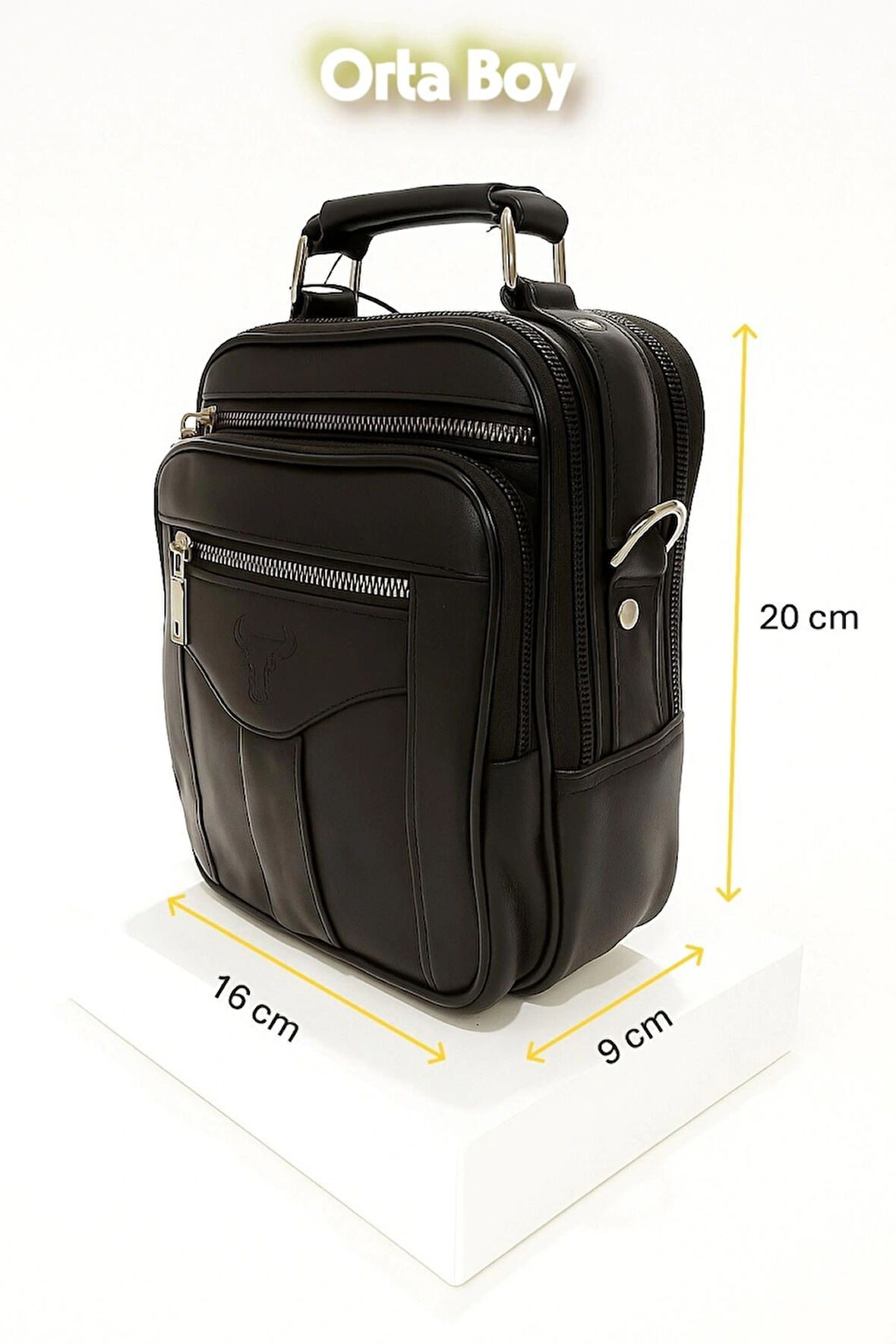 Newish Polo Hakiki Deri Postacı Kasalı El ve Omuz Çantası-Orta Boy