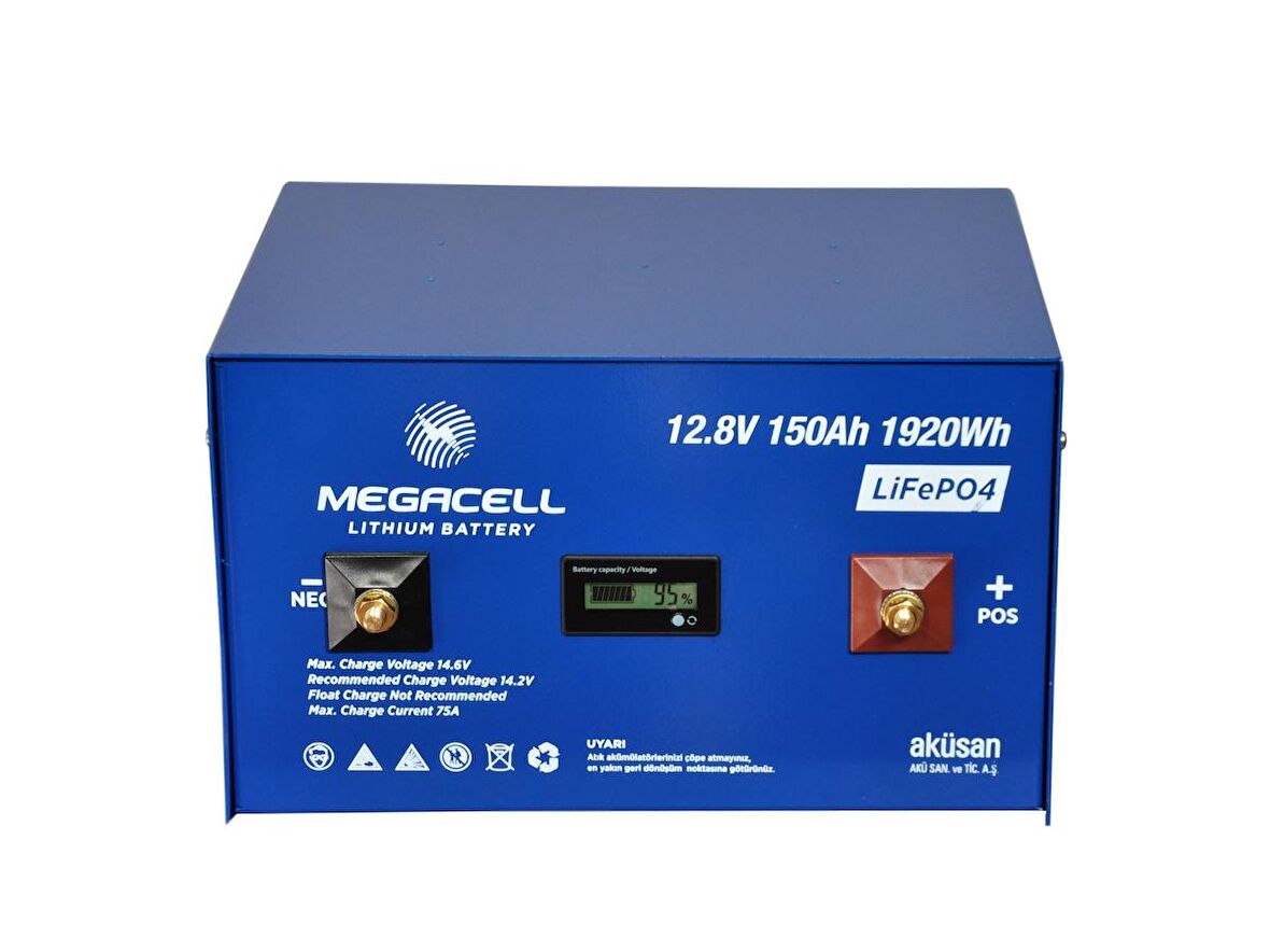 MEGACELL LiFePO4 12.8V 150 Ah Lityum Demir Fosfat Akü