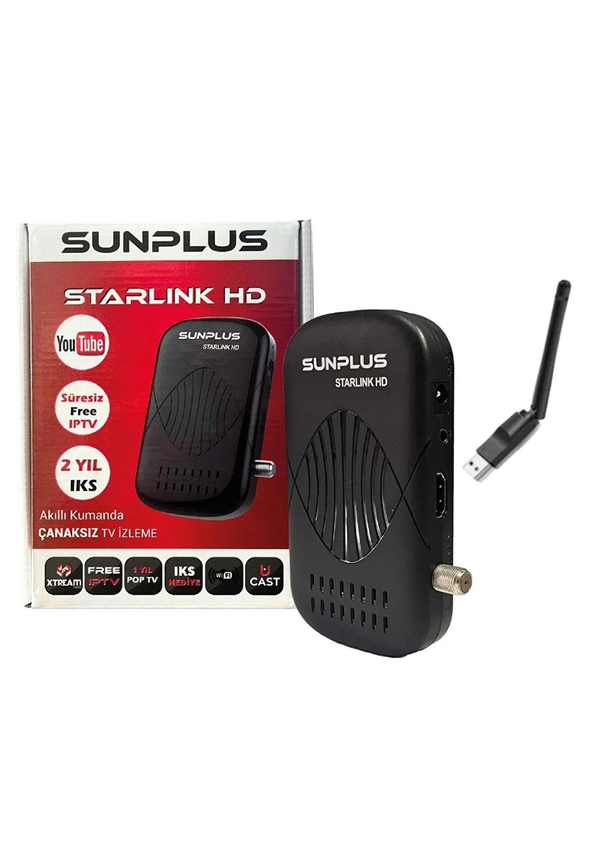 Sunplus Starlink Turbo HD 2024 Çanaklı-Çanaksız  Full Hd Sınırsız Sinema Paketli Uydu Alıcısı Wifi Hediyeli