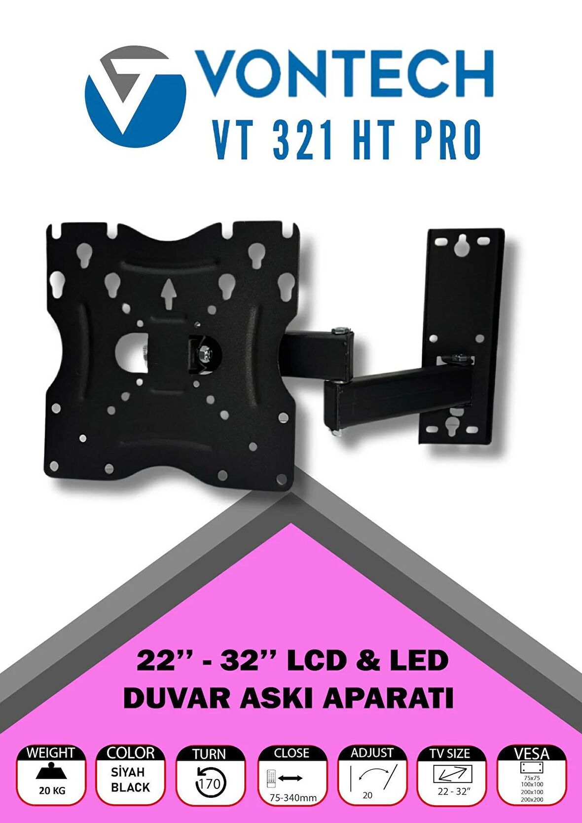 VT 321 HT PRO 22-32'' LCD/LED/TV HAREKETLİ ASKI APARATI